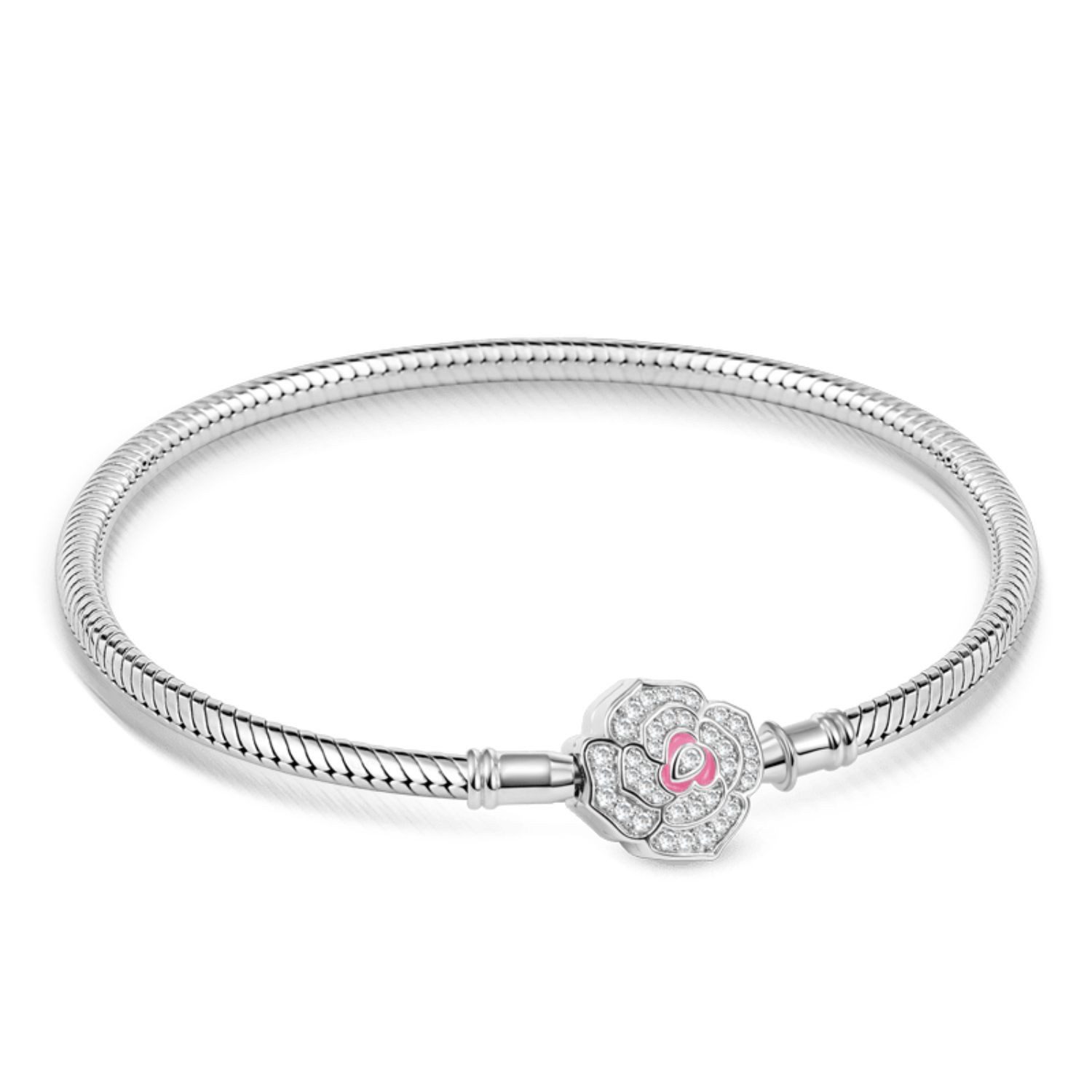 Perlenarmband Gnoce Armband mit Blumenverschluss FDB102-19 Edelstahl/Silber