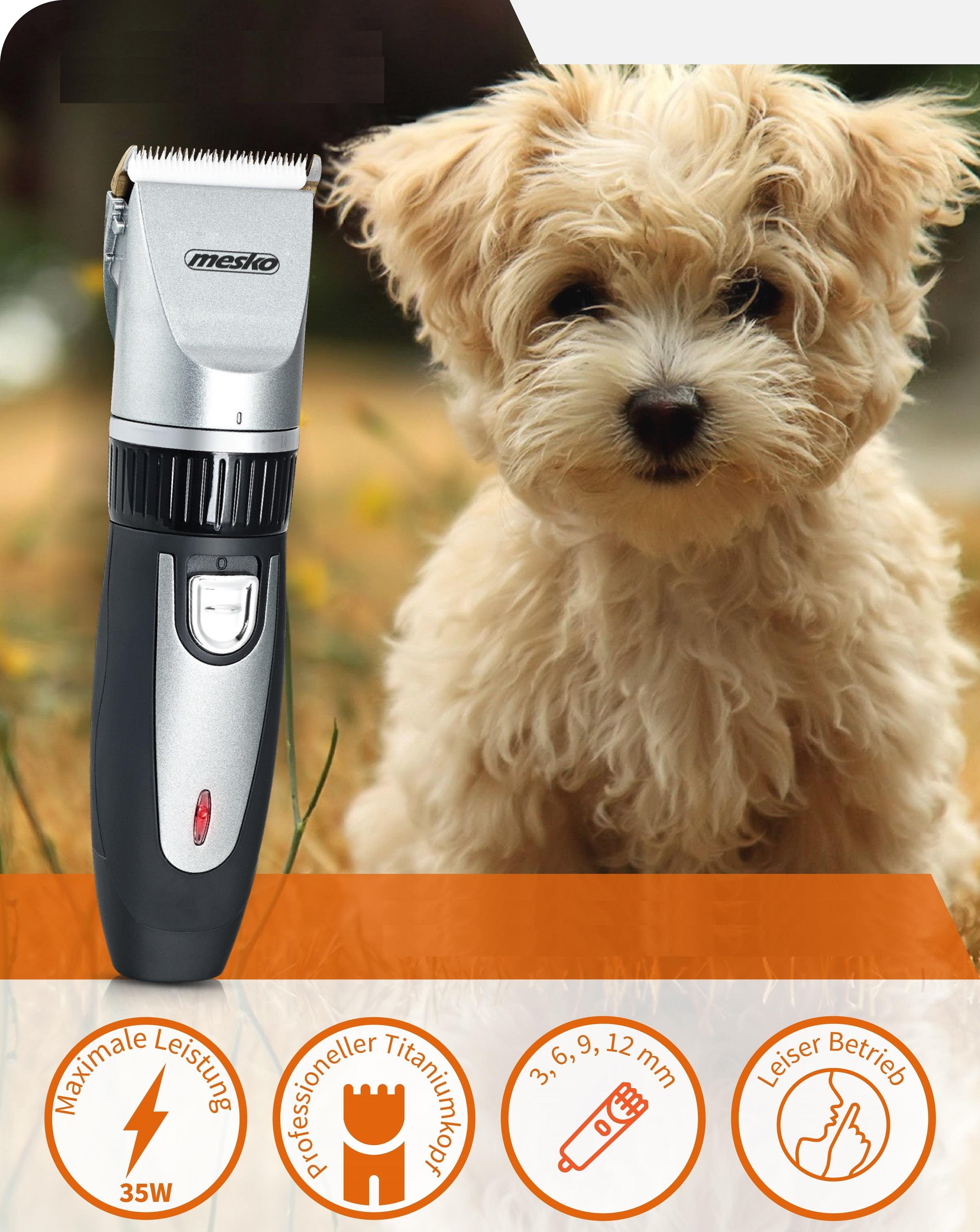Mesko Hundeschermaschine MS-2826, Akku-/oder Netzbetrieb möglich, Keramikscherblatt, 2 x Akku