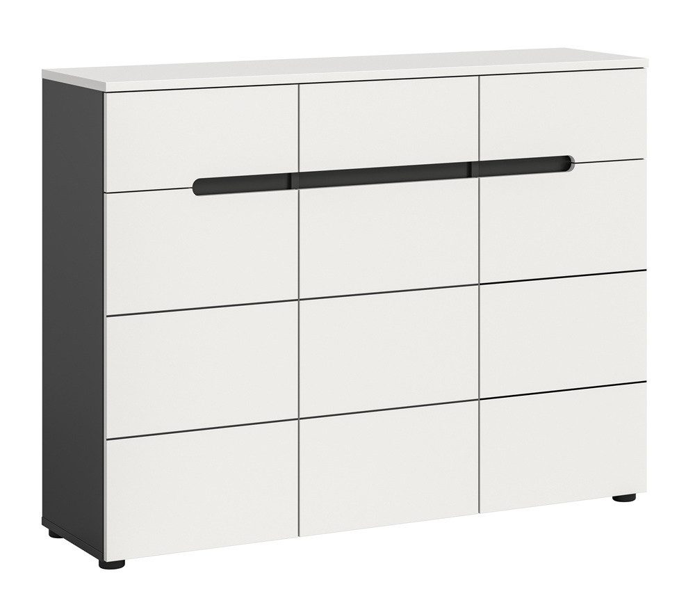 xonox.home Sideboard Schuhschrank Canu, Weiß / Basalt grau, 120 cm