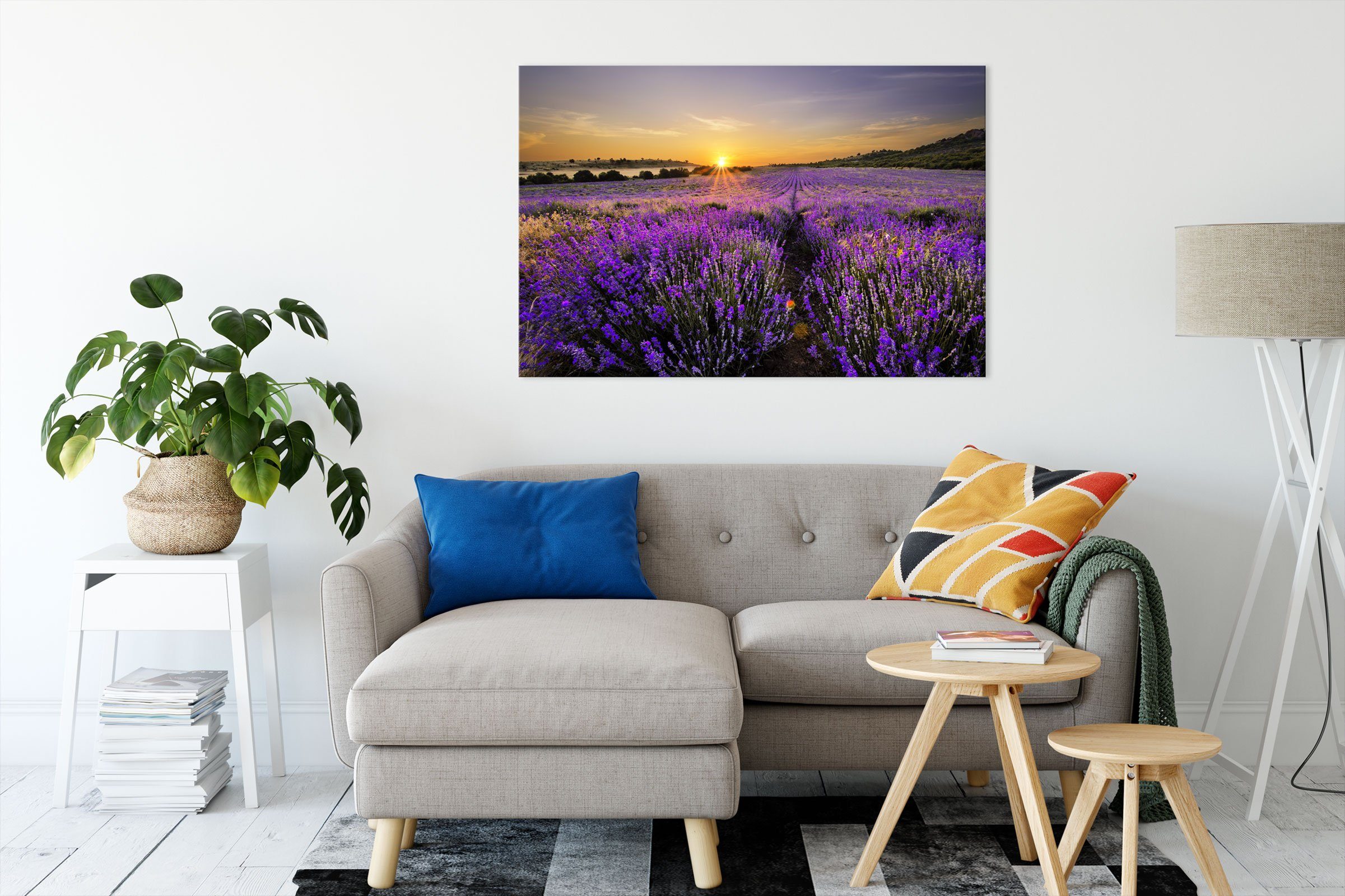 Lavendelfeld St), Leinwandbild Frankreich Frankreich, bespannt, in (1 in inkl. Leinwandbild Pixxprint Zackenaufhänger Lavendelfeld fertig