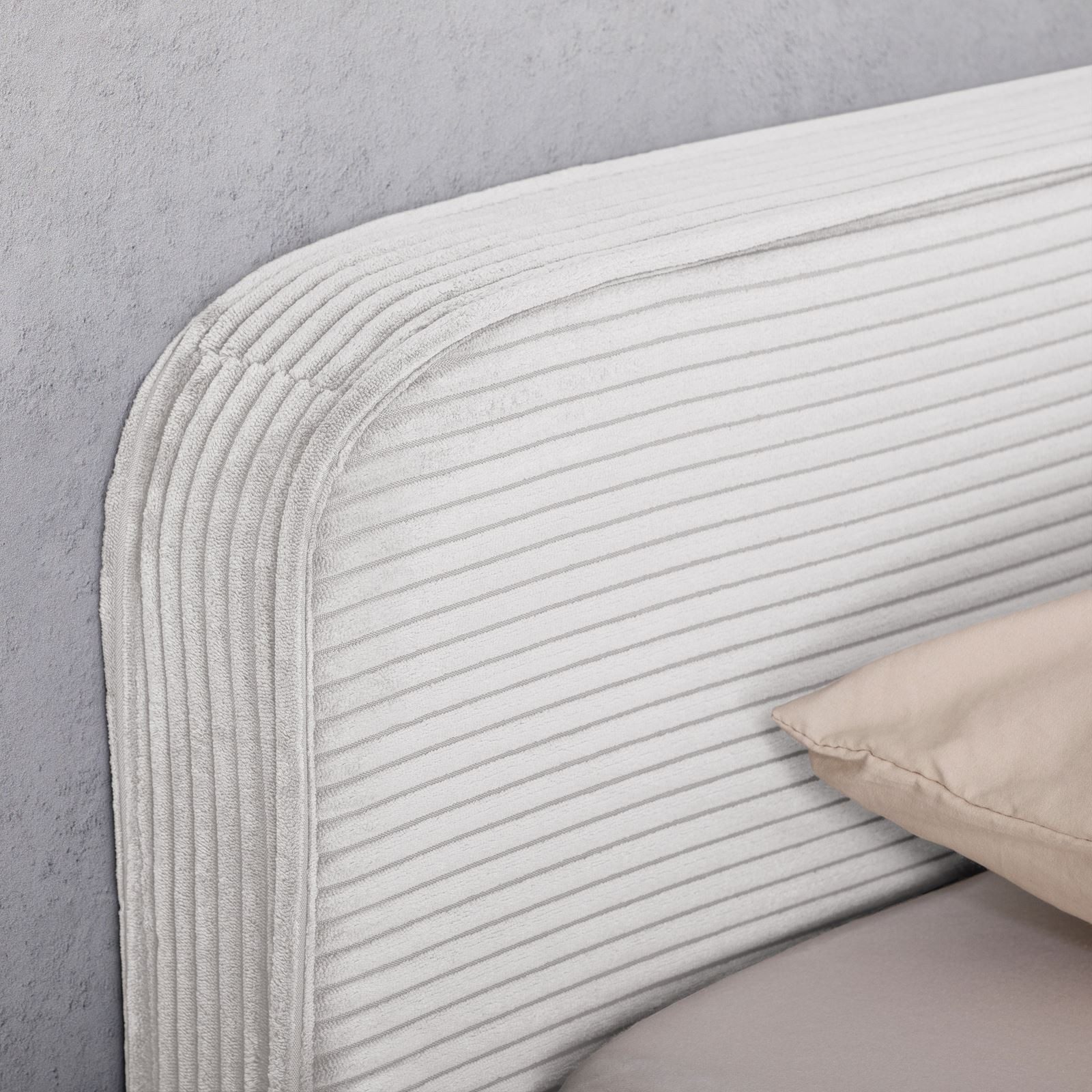 IDIMEX Polsterbett CURSIO, Doppelbett 140x200 cm mit Lattenrost in Cord-Optik Off-White