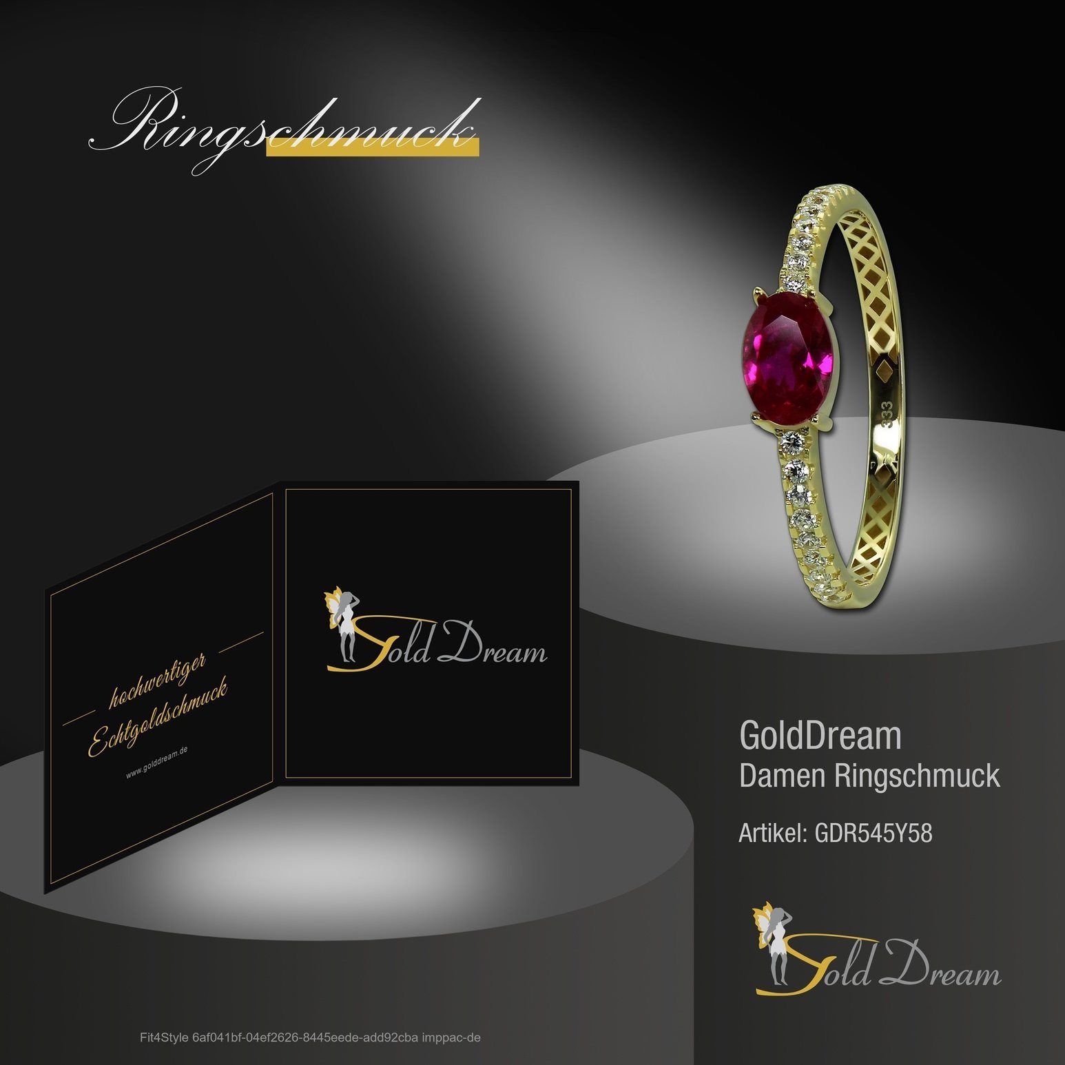 Gold Ring Beauty (Fingerring), weiß, Ring Karat, Gr.58 8 pink Farbe: Goldring - GoldDream 333 Gelbgold gold, Damen Beauty GoldDream