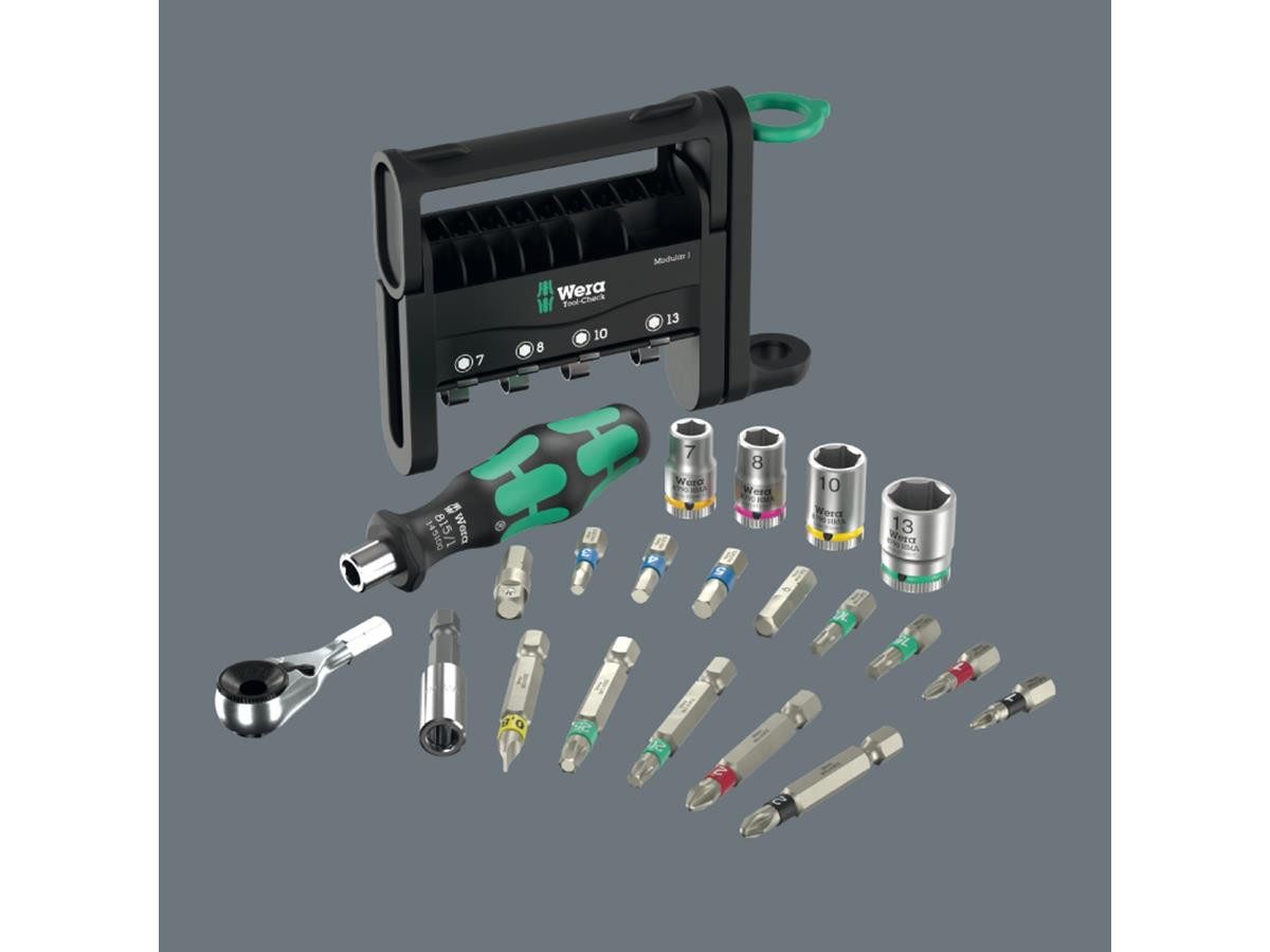 Wera Schraubendreher Wera Tool-Check Modular 1, 21-teilig, (Set), Magnetischer Bithalter, Adapter 870/1, Bitaufnahme 1/4"