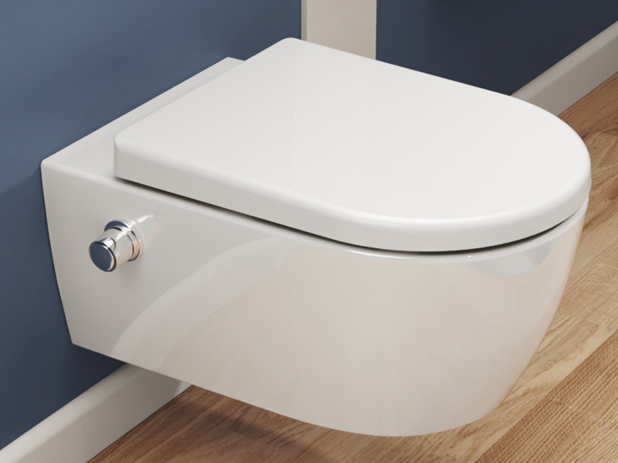 SSWW Dusch-WC mit Softclose WC-Sitz Tiefspül-WC spülrandloses WC Taharet, wandhängend, Abgang waagerecht