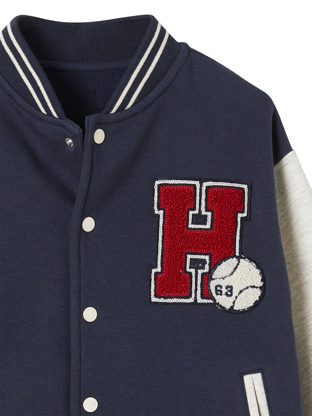 vertbaudet Fleecepullover College-Sweatjacke mit Aufnäher Jungen