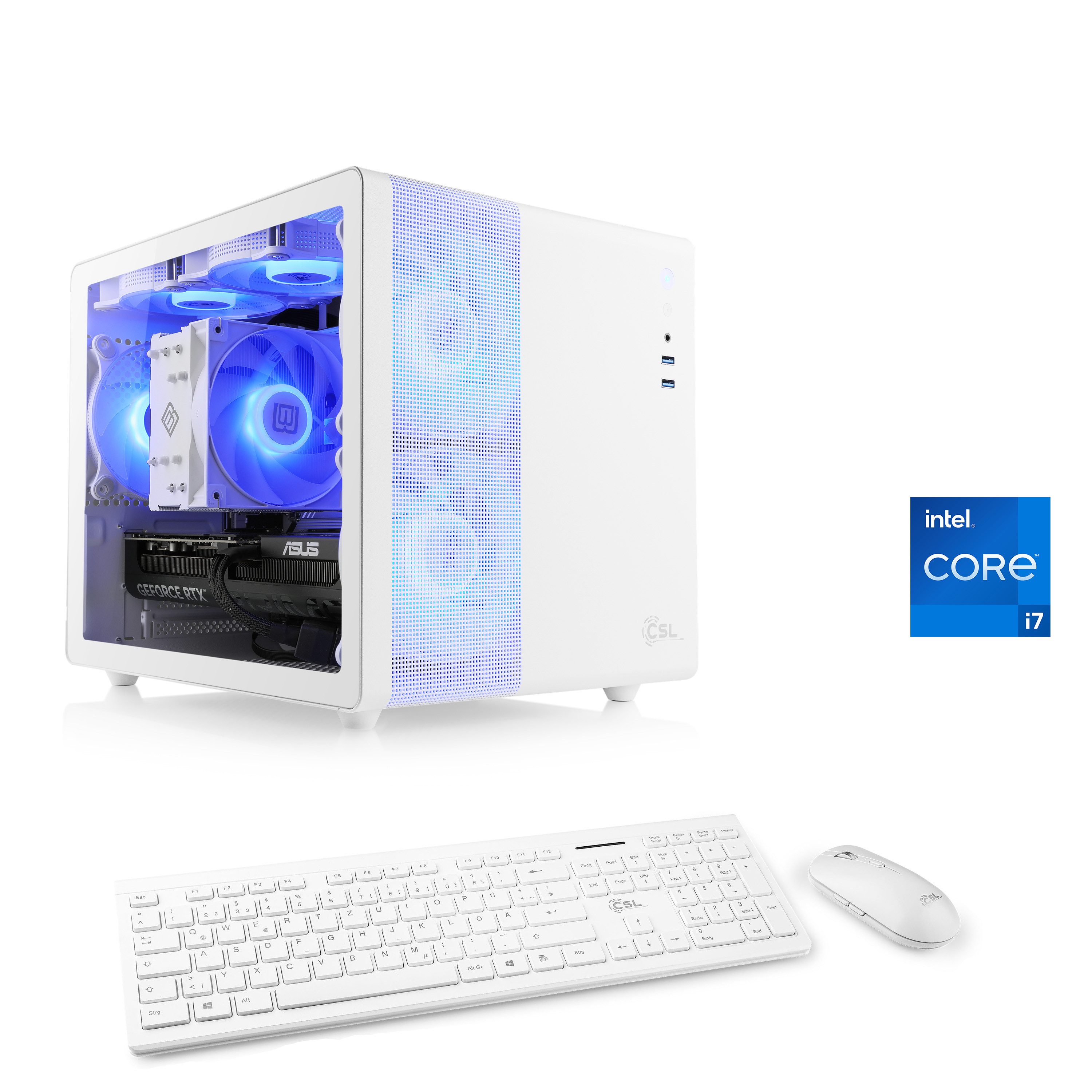 CSL Cube V24170 PC (Intel Core i7 14700F, GeForce RTX 4060, 16 GB RAM, 500 GB SSD, Luftkühlung)