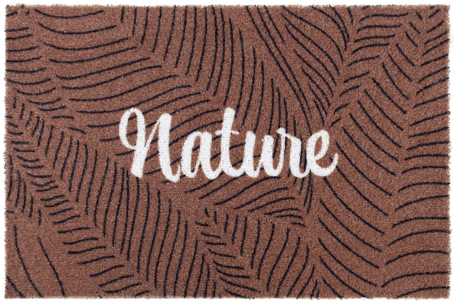 Primaflor-Ideen in Textil Fußmatte Schmutzfangmatte COUNTRY, Nature, rechteckig, Höhe: 7 mm, Schmutzfangmatte, Kokos-Optik, mit Spruch, rutschhemmend, waschbar
