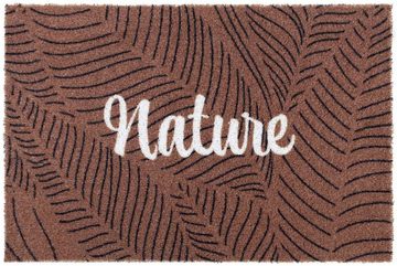 Fußmatte Schmutzfangmatte COUNTRY, Nature, Primaflor-Ideen in Textil, rechteckig, Höhe: 7 mm, Schmutzfangmatte, Kokos-Optik, mit Spruch, rutschhemmend, waschbar