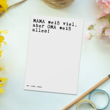 Mr. & Mrs. Panda Postkarte MAMA weiß viel, aber... - Weiß - Geschenk, Muttertag, Spruch Sprüche