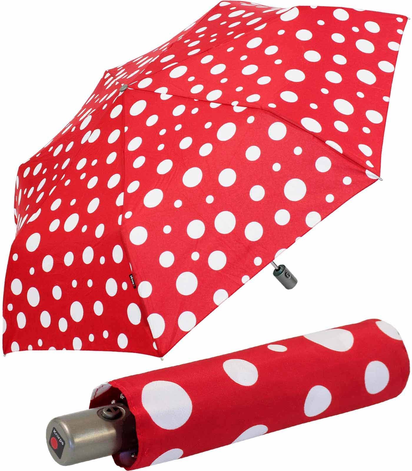 Dots, - mit dabei, Taschenregenschirm Auf-Zu-Automatik Slim Tasche Duomatic jede in passt immer mit Knirps® rot