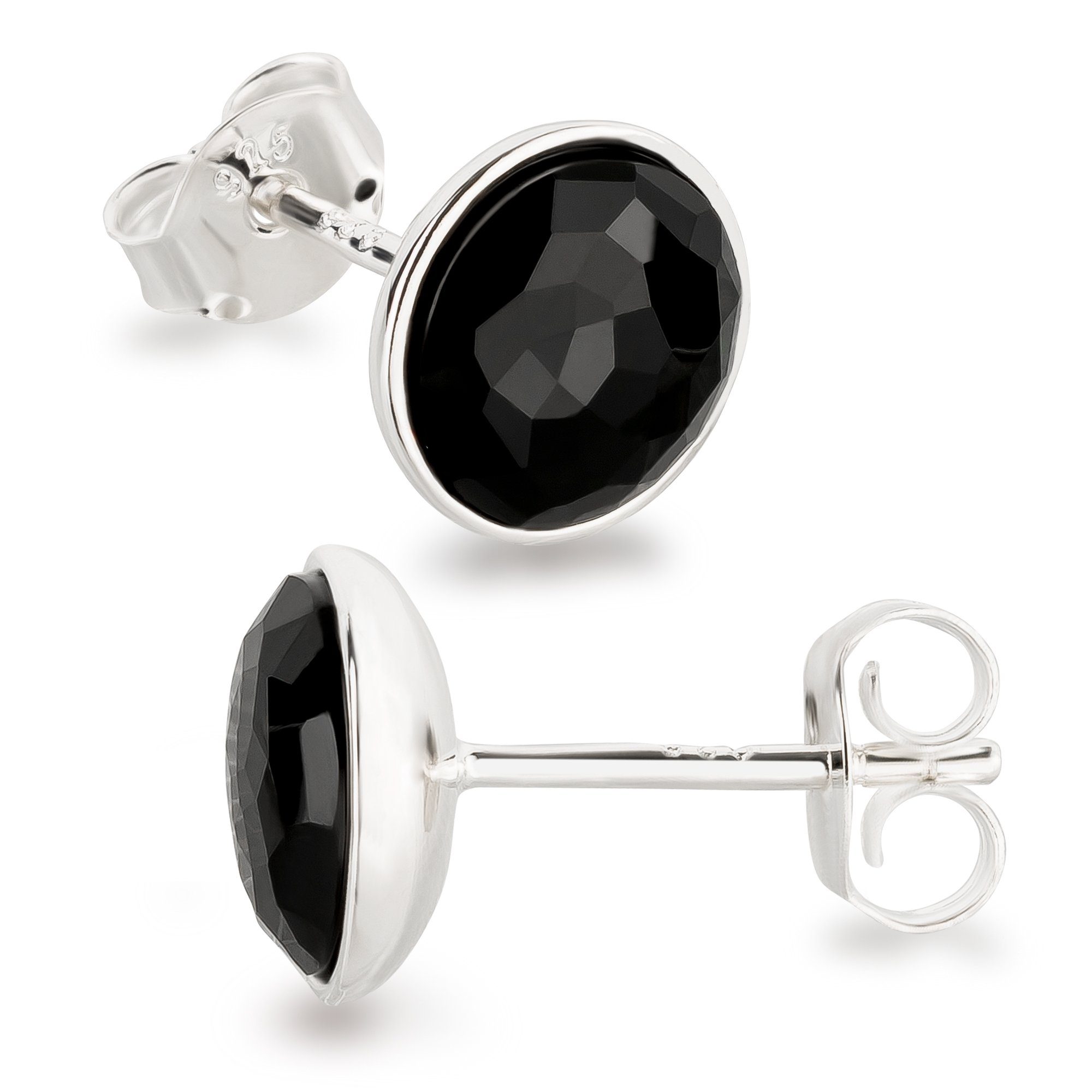 Schöner-SD Paar Ohrstecker Silberohrringe Stecker mit Kristall rund 8mm Ohrringe 925 Silber, mit Markenkristall