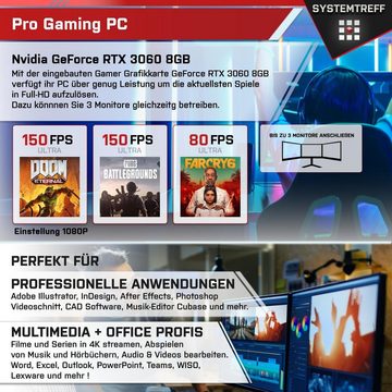 SYSTEMTREFF Basic Gaming-PC (Intel Core i5 12600K, GeForce RTX 3060, 16 GB RAM, 1000 GB SSD, Luftkühlung, Windows 11, WLAN)