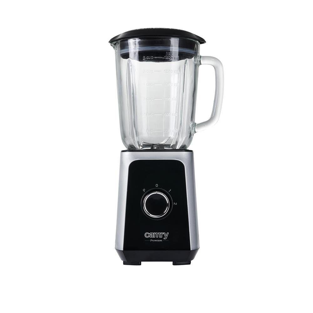Camry Standmixer CR 4077, 1000 W, 2 Geschwindigkeitssufen, 1,5 L Glasbehälter, Klingen aus Edelstahl, mit Ice-Crusher, Smoothie-Maker, Mixer, Schwarz