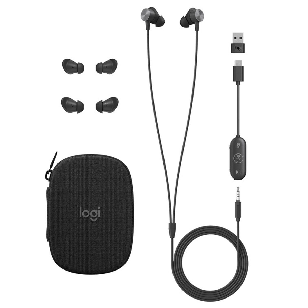 mm, (3,5 Logitech Wired Earbuds USB-A-Adapter) USB-C-Verbindung Zone In-Ear-Kopfhörer und