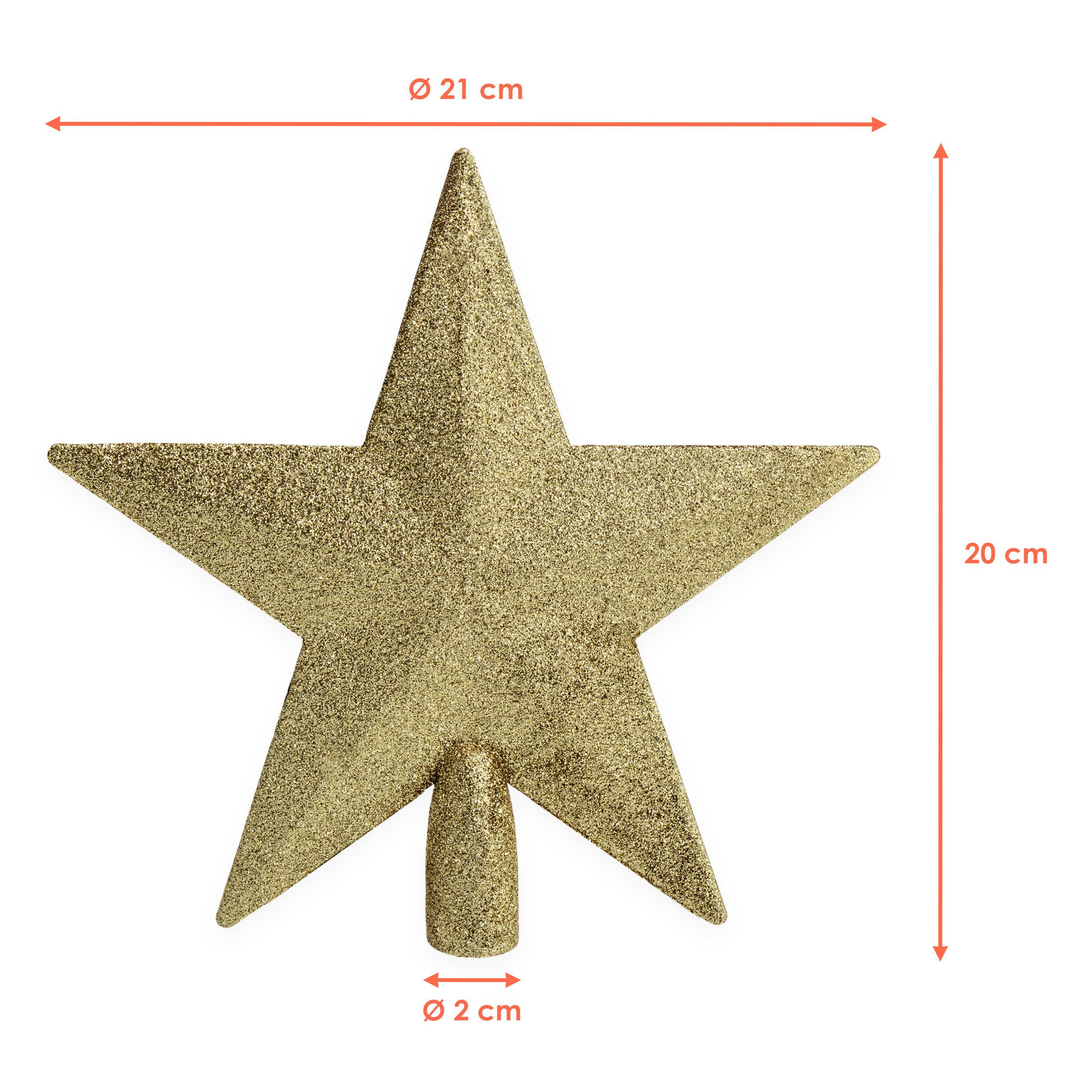 Spetebo Christbaumspitze 3D Weihnachtsstern 20 cm mit Glitzer (1-tlg), Festliche Sternspitze für Tannenbaum