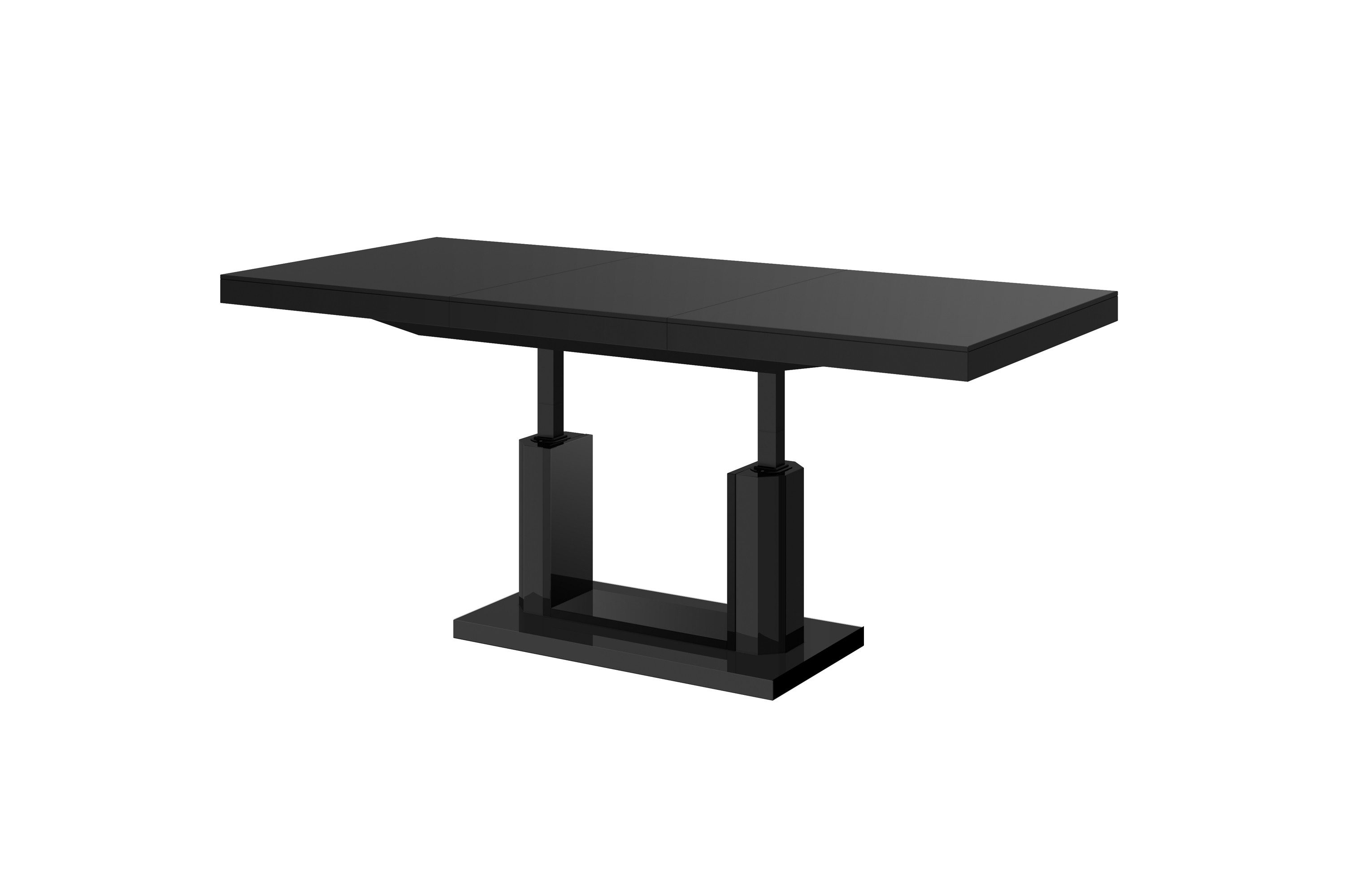 designimpex Couchtisch Couchtisch Tisch H-120 Schwarz Hochglanz höhenverstellbar ausziehbar