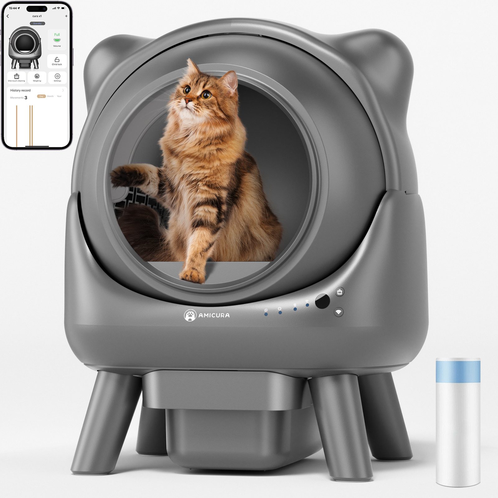 Katzentoilette X1 60LSelbstreinigende katzenklo Geruchsfreie, App-Steuerung