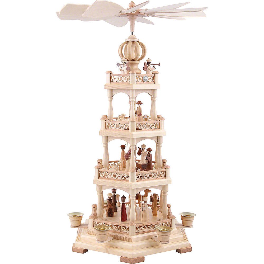 Müller Kleinkunst GmbH Seiffen Weihnachtspyramide 4-stöckige Pyramide Heilige Geschichte (58cm) von Müller Kleinkunst