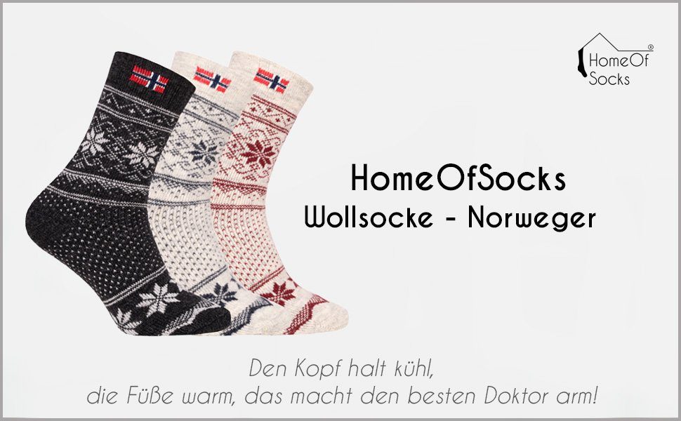 HomeOfSocks Norwegersocken Socken Wollsocke 80% "Jacquard Norwegischem Wollanteil Norwegen" Navy Hyggelig Skandinavische Design Dicke Kuschelsocken Hoher Warm Nordic
