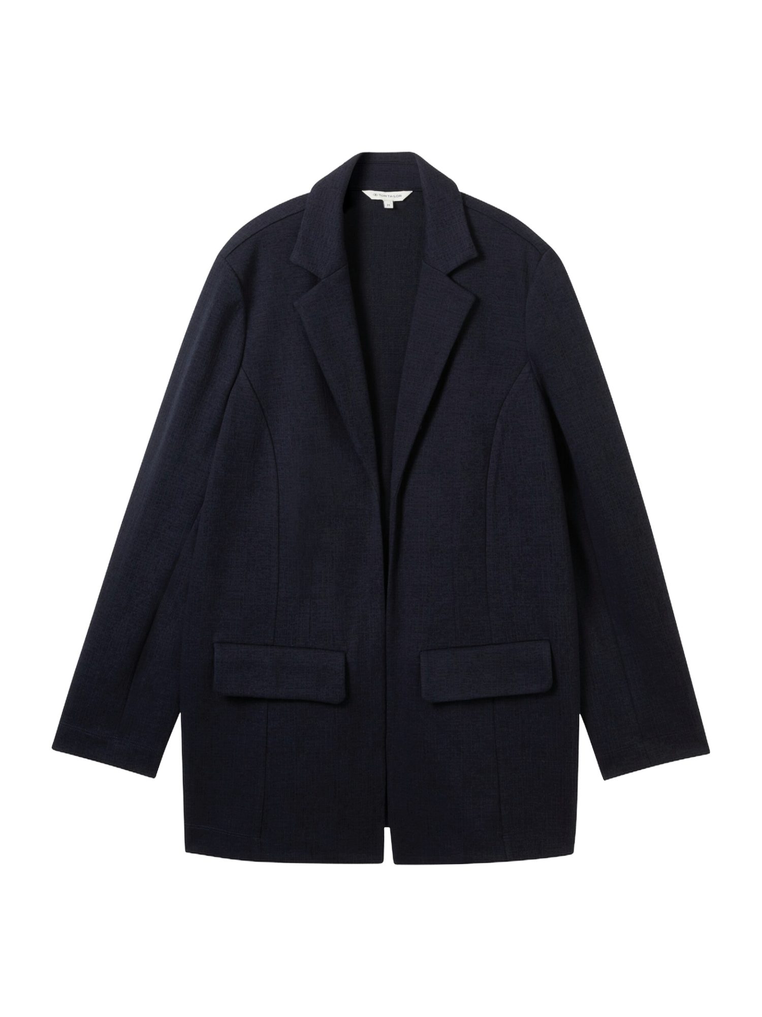 TOM TAILOR Jackenblazer H schwarz,Business,Polyester,Unifarben,Reverskragen,Lang,Regular Fit