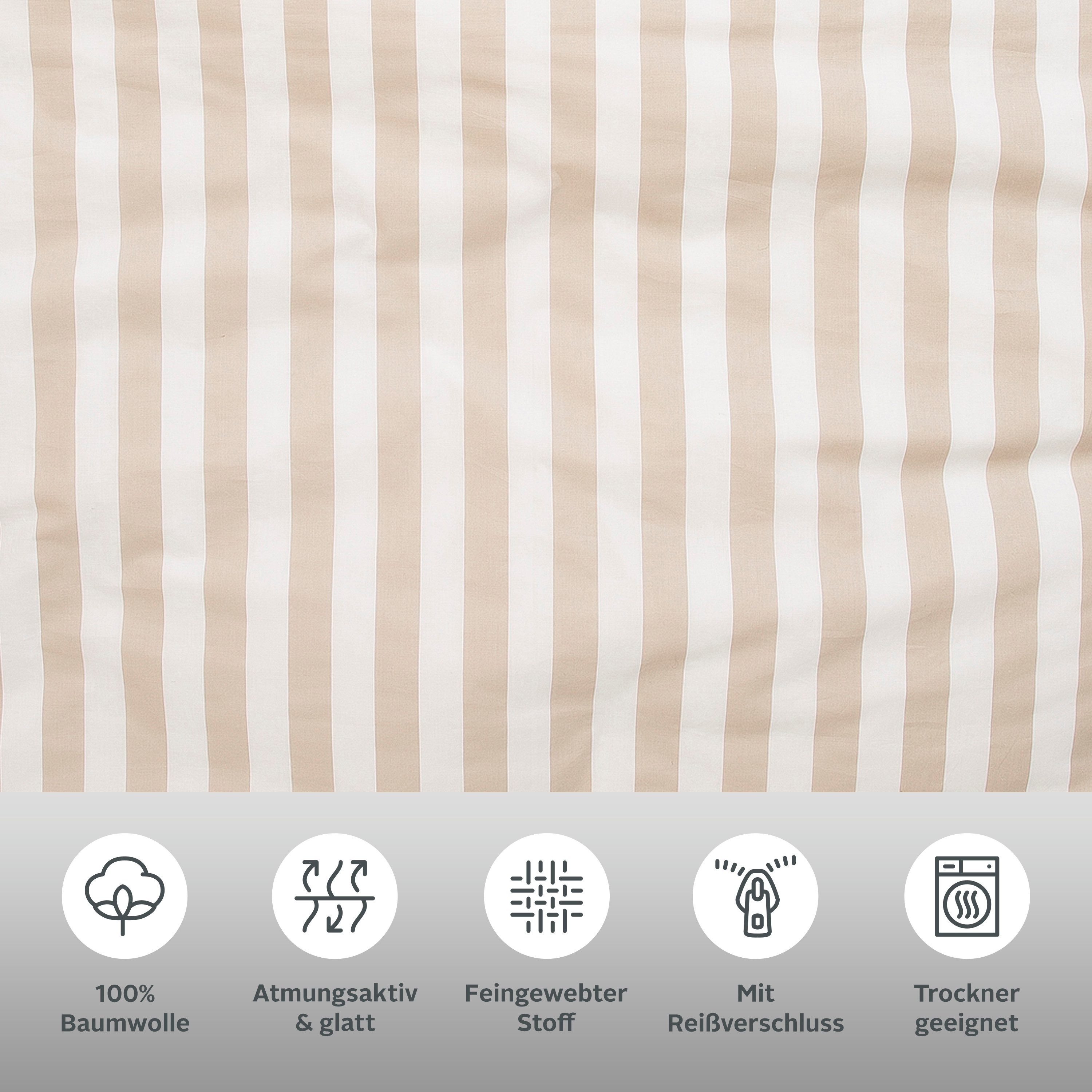 OTTO home Wendebettwäsche Greta, Mako-Satin, 2 teilig, Bettwäsche mit Streifen in verschiedenen Qualitäten, ab 135x200 cm