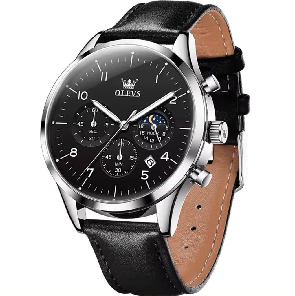 Quarzuhr OLEVS Luxus Herrenuhr Chronograph Tag & Nacht Anzeige ScS 2882