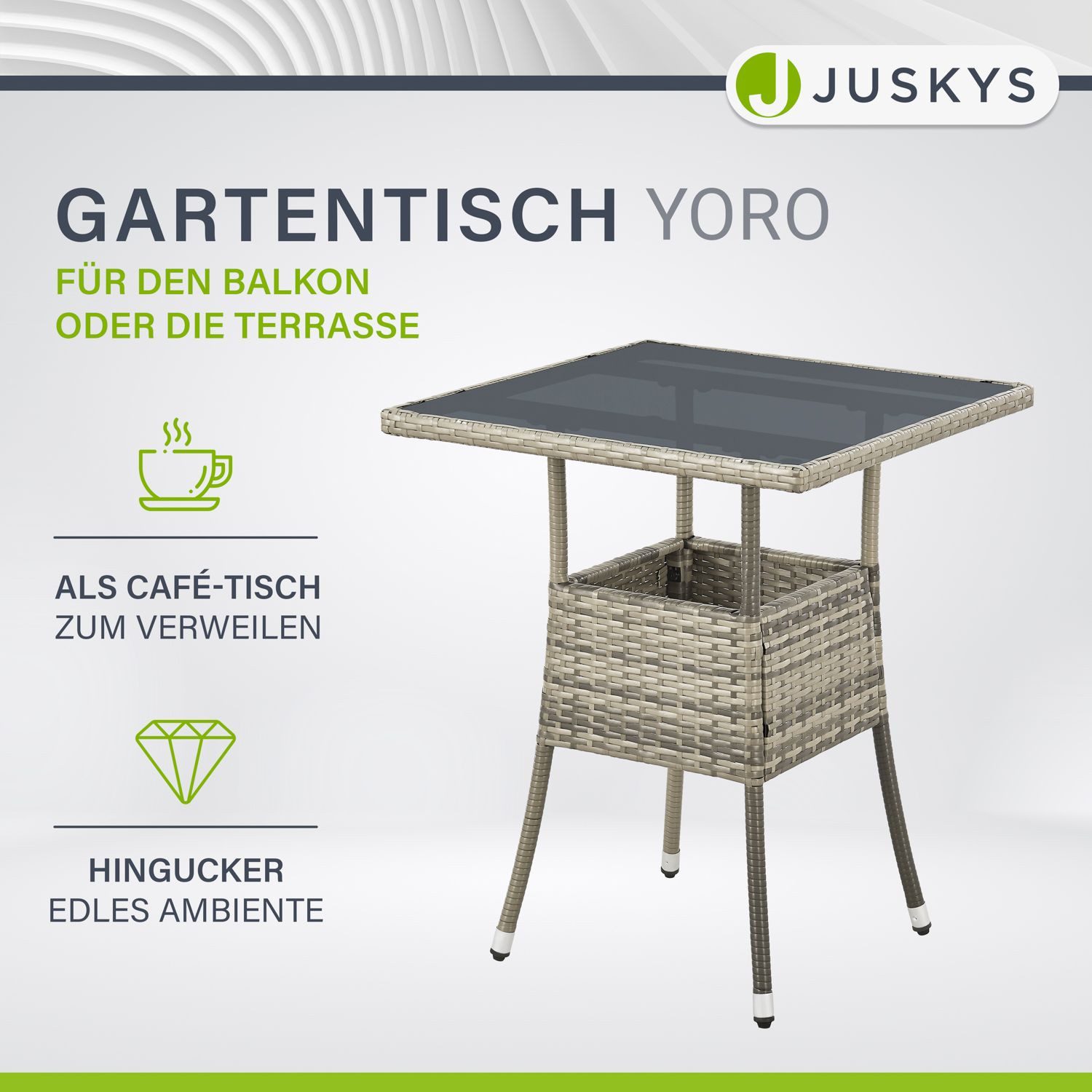 Juskys Gartentisch Yoro, eckig, aus Polyrattan, wetterfest & langlebig, pfl günstig online kaufen