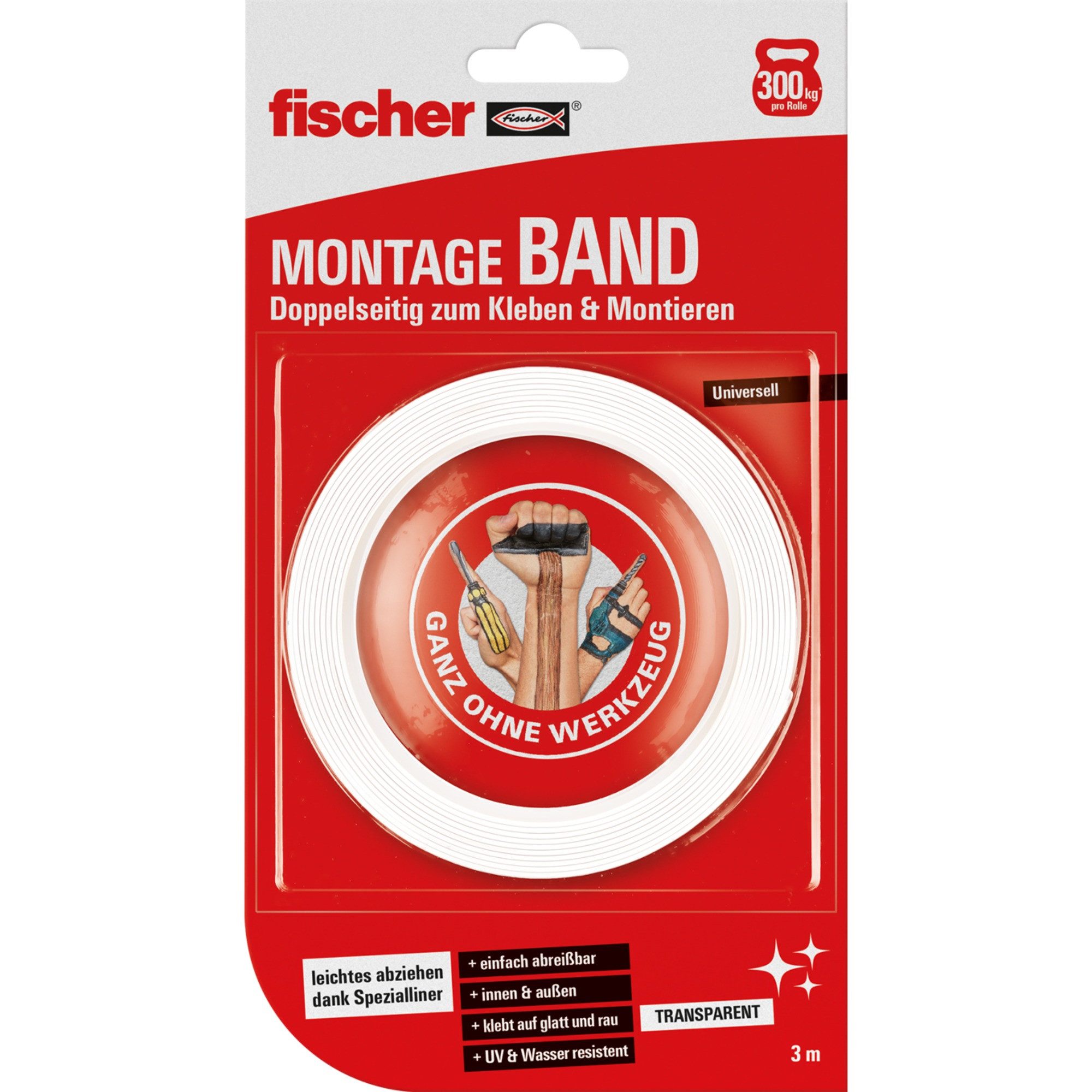 Fischer Maßband fischer Montageband, Klebeband, (3 Meter)