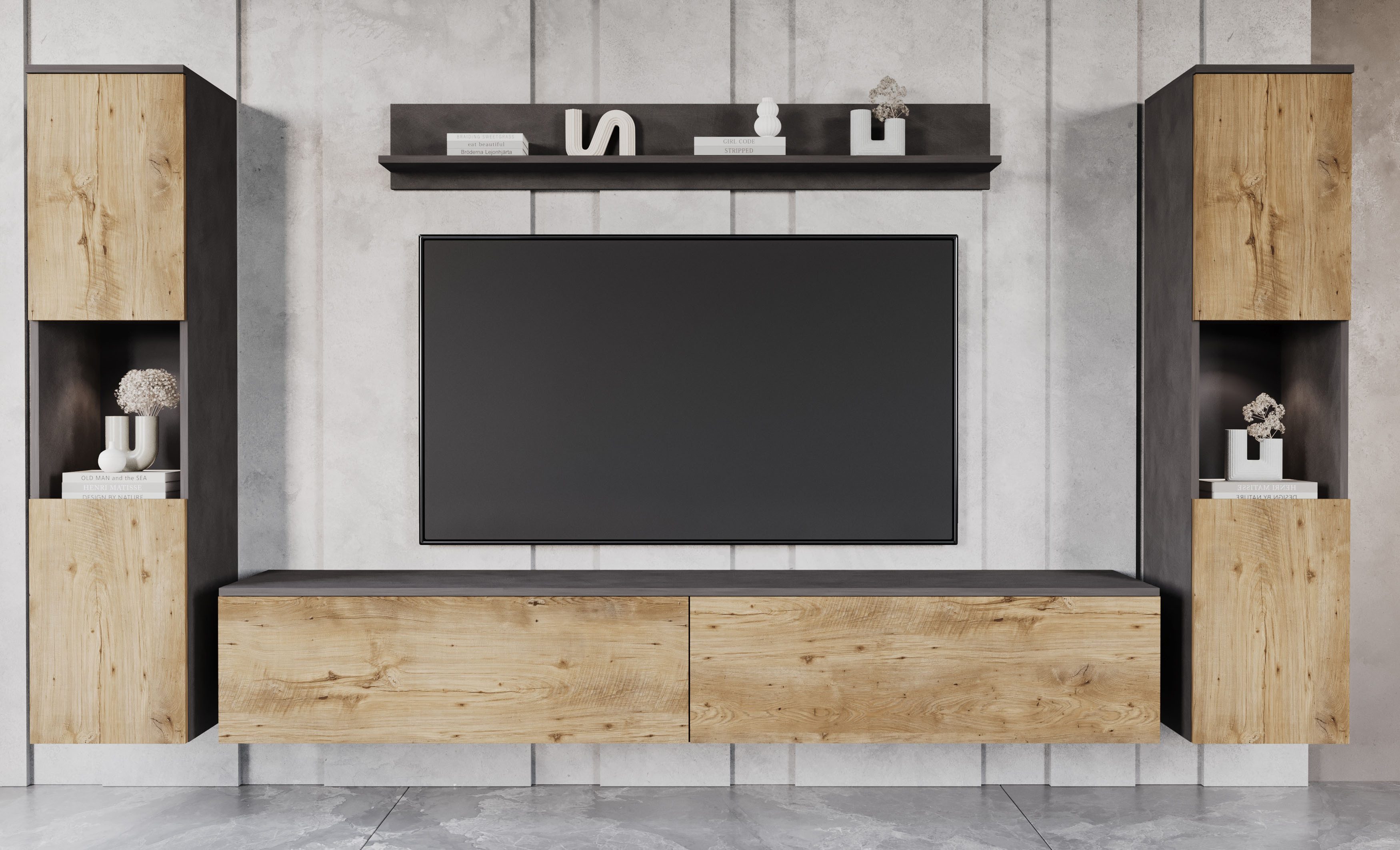 INOSIGN Wohnwand PARIS, Vitrine Türanschlag links/rechts wechselbar, (Kompl günstig online kaufen