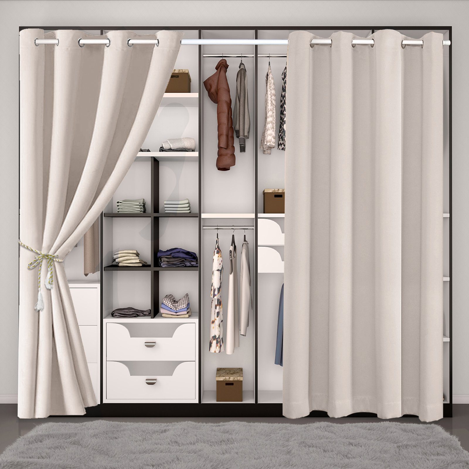 BTTO V&G Türvorhang Thermo Gardinen Vorhang Blickdicht ösen 6 Farben, 3 Größen, Verdunkelungsvorhang 132x203cm/132x244cmThermovorhang