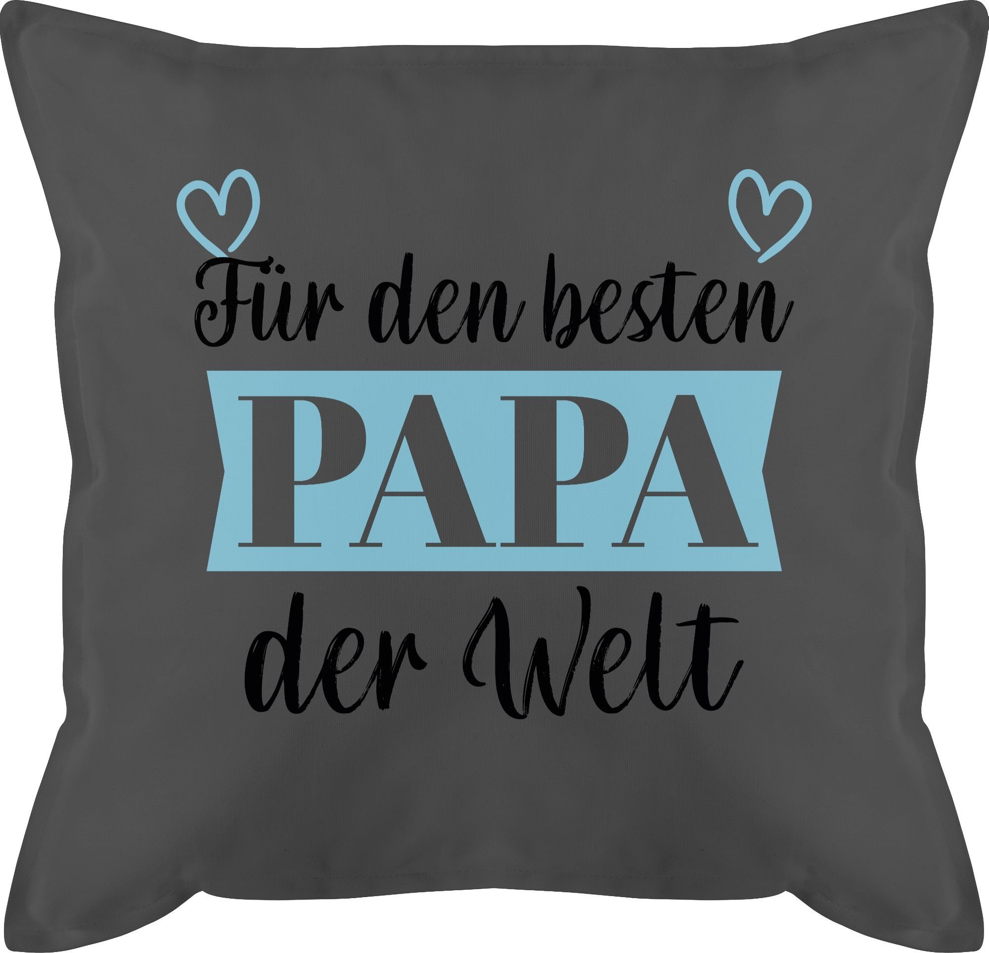 Shirtracer Dekokissen Für den besten Papa der Welt Banner, Vatertagsgeschenk Kissen 1 Grau