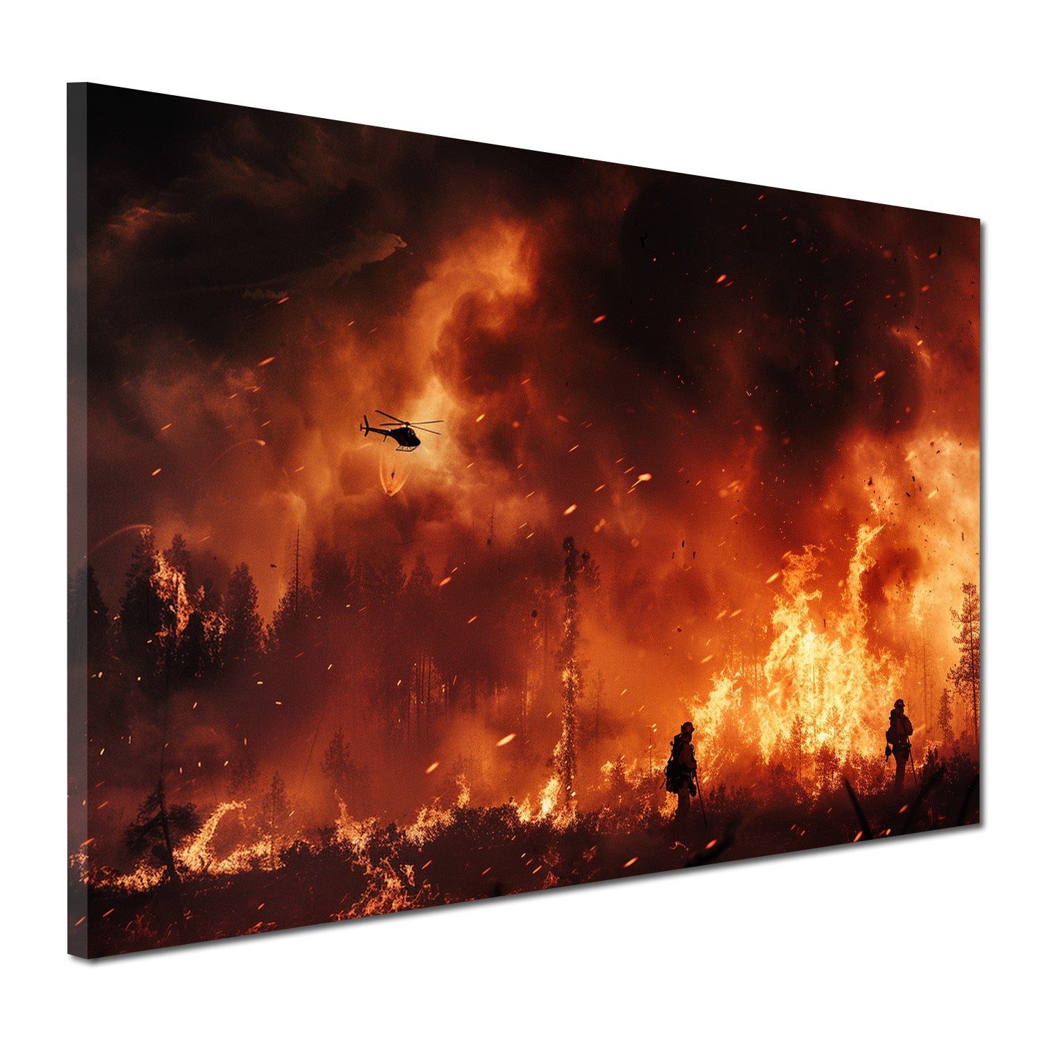 Artedinoi Leinwandbild Feuerwehrmänner Flammeninferno Wandbild Leinwandbild Kunstdruck XL Wan