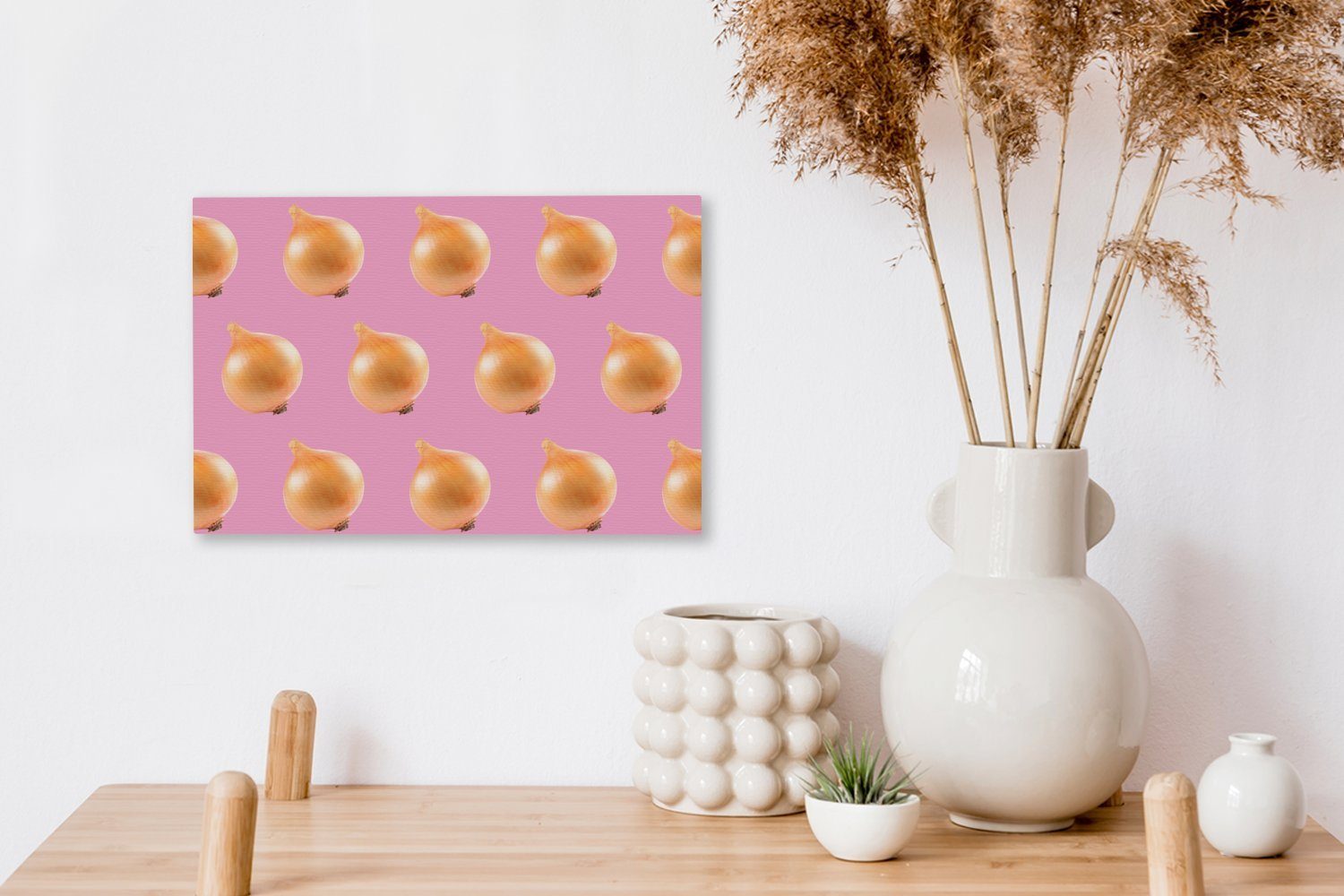 Leinwandbild OneMillionCanvasses® St), Aufhängefertig, Gemüse Leinwandbilder, (1 cm Wandbild Wanddeko, - - Zwiebeln Rosa, 30x20