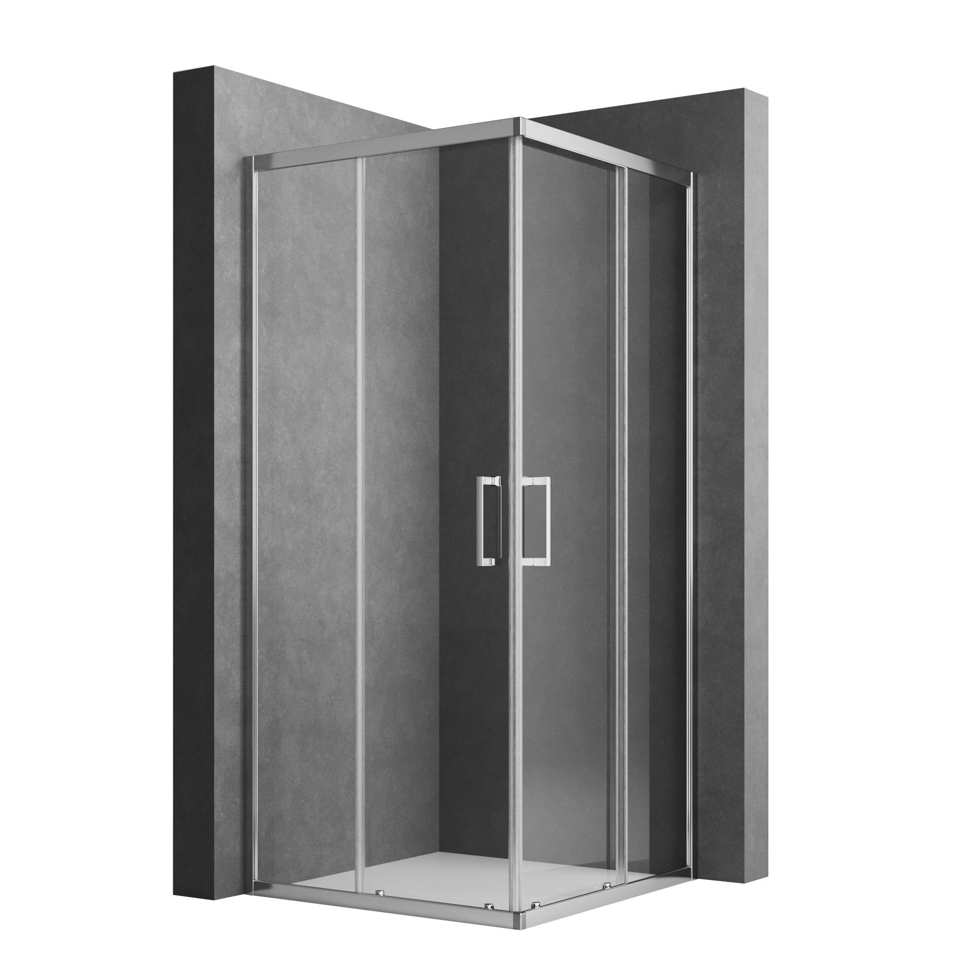 Boromal Eckdusche Duschkabine 100x100 Schwarz Chrom H:185cm Schiebetür Eckeinstieg, BxT: 100x100 cm, 5mm ESG Sicherheitsglas, Duschwand für Dusche, (980-1000)x(980-1000)mm, Alu Rahmen, Aluprofile, Doppelten Türrollen, Schnellfreigabefunktion