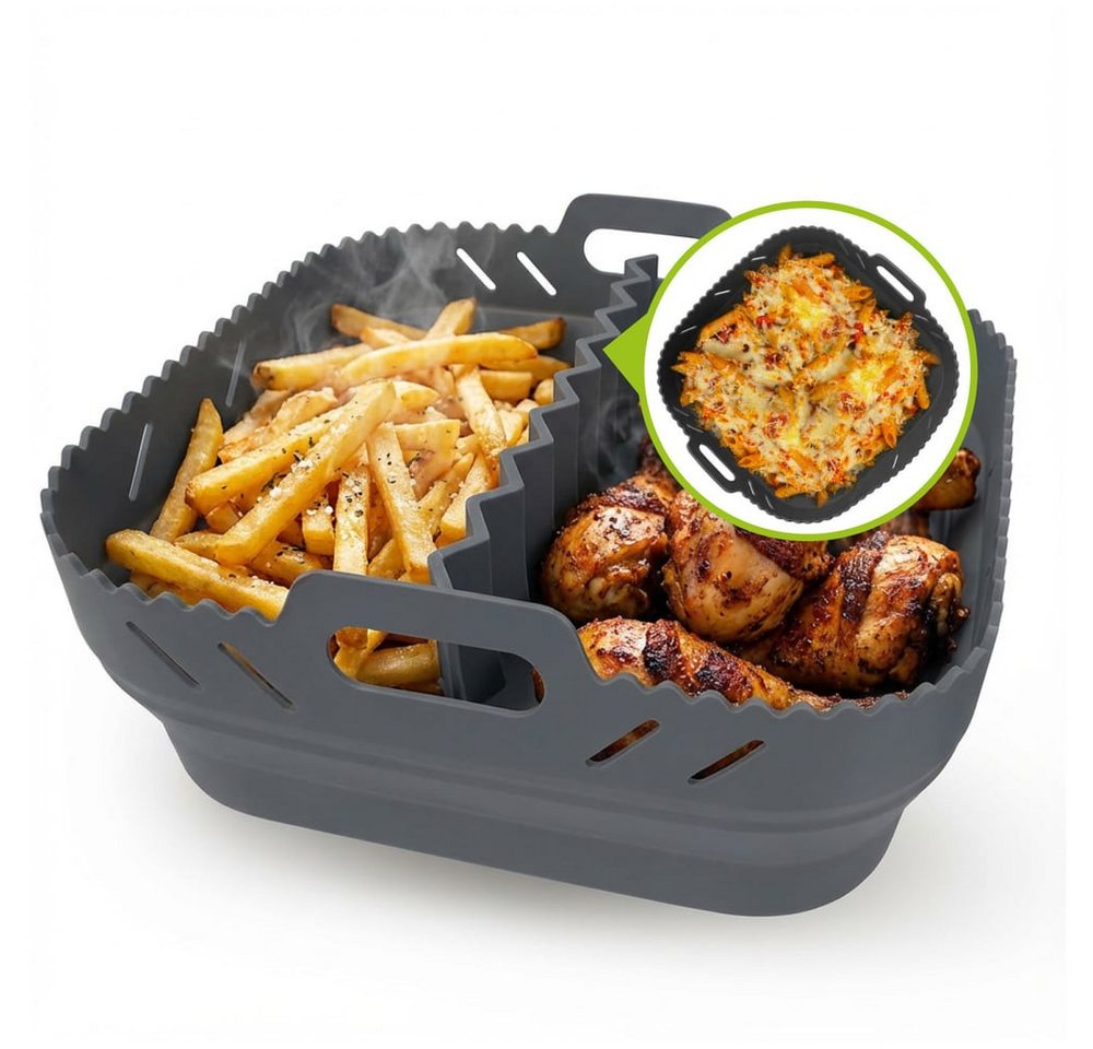 GOURMETmaxx Backform Silikonform Heißluftfritteuse ab 4 L - Airfryer Zubehör mit Trennwand, (1-tlg), Heißluftfritteuse Zubehör Silikon Backform, kreieren, garen, servieren