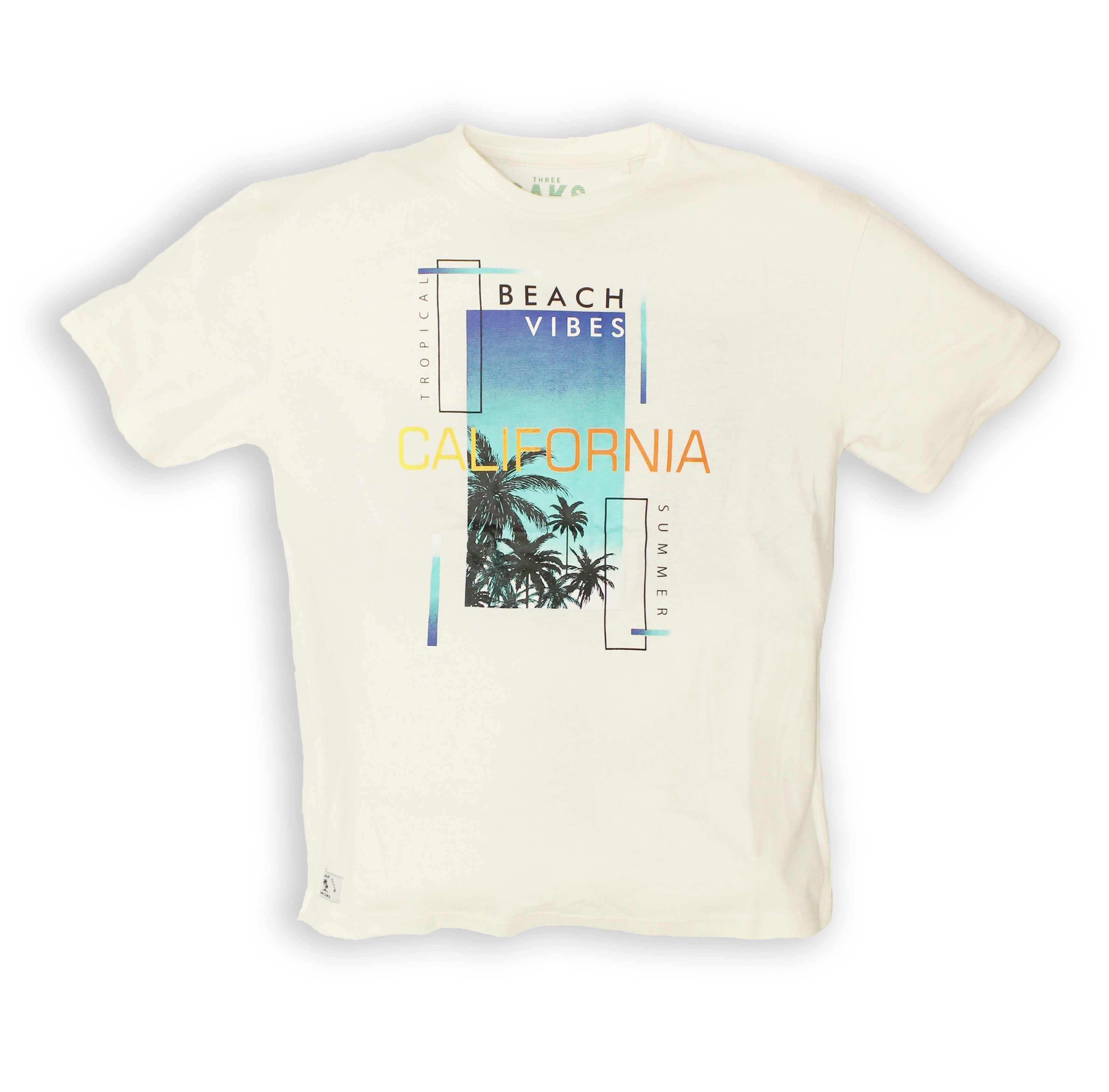 THREE OAKS Print-Shirt J270182 T-Shirt "CALIFORNIA" Print .Stoff aus 100 % Baumwolle