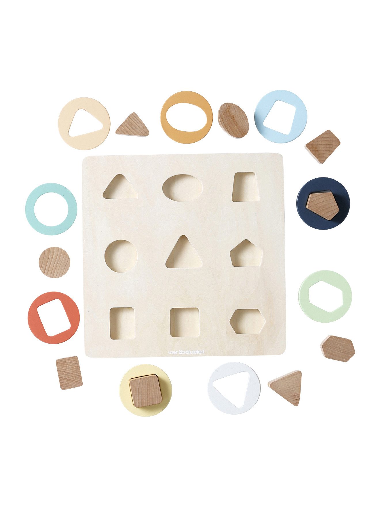 vertbaudet Puzzle Baby 2-in-1-Puzzle / Bauklötze aus Holz FSC®, Puzzleteile, 1er-Pack