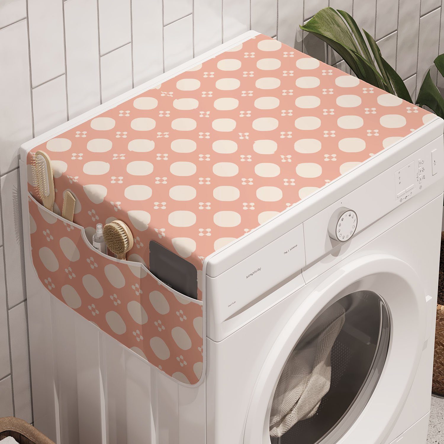 Shapes Badorganizer für Abstrakt Waschmaschine Trockner, Anti-Rutsch-Stoffabdeckung und Abakuhaus Pastellton Grund
