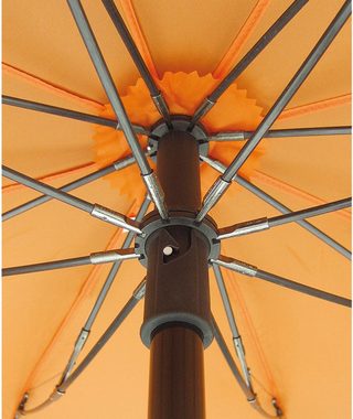 EuroSCHIRM® Taschenregenschirm teleScope handsfree, orange, zweifach ausziehbarer Schaft, handfrei tragbar