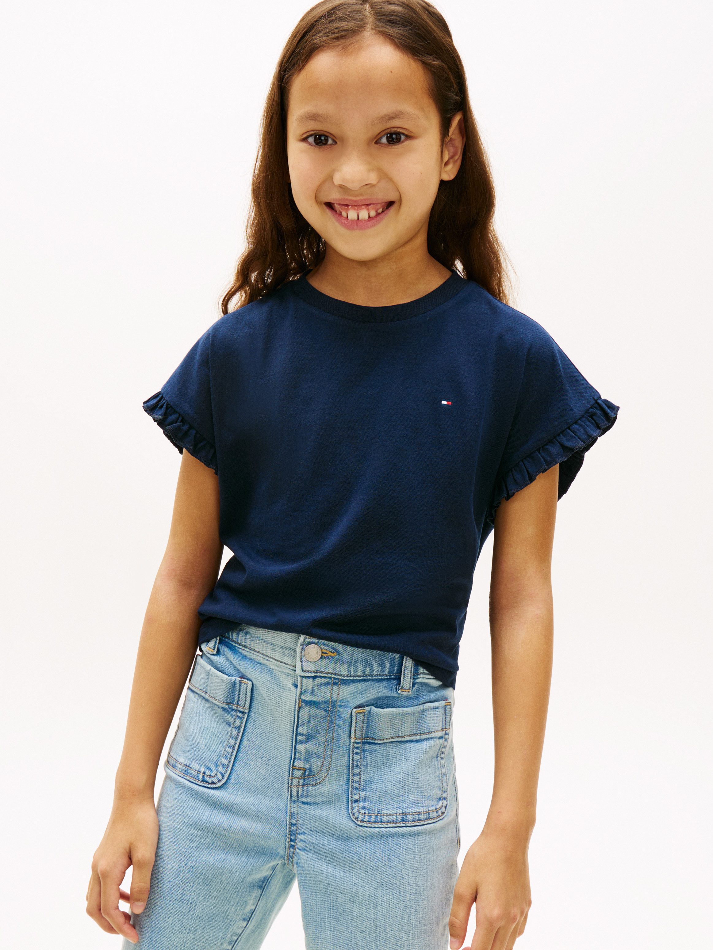 Tommy Hilfiger T-Shirt ESSENTIAL TOP SHORT SLEEVE Kinder bis 16 Jahre, mit Rüschen, relaxed fit