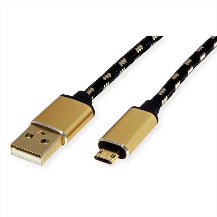 ROLINE GOLD USB 2.0 Kabel Typ A ST - Micro B ST (reversibel) USB-Kabel USB 2.0 Typ A Männlich (Stecker) USB 2.0 Typ Micro B Männlich (Stecker) (80.0 cm)