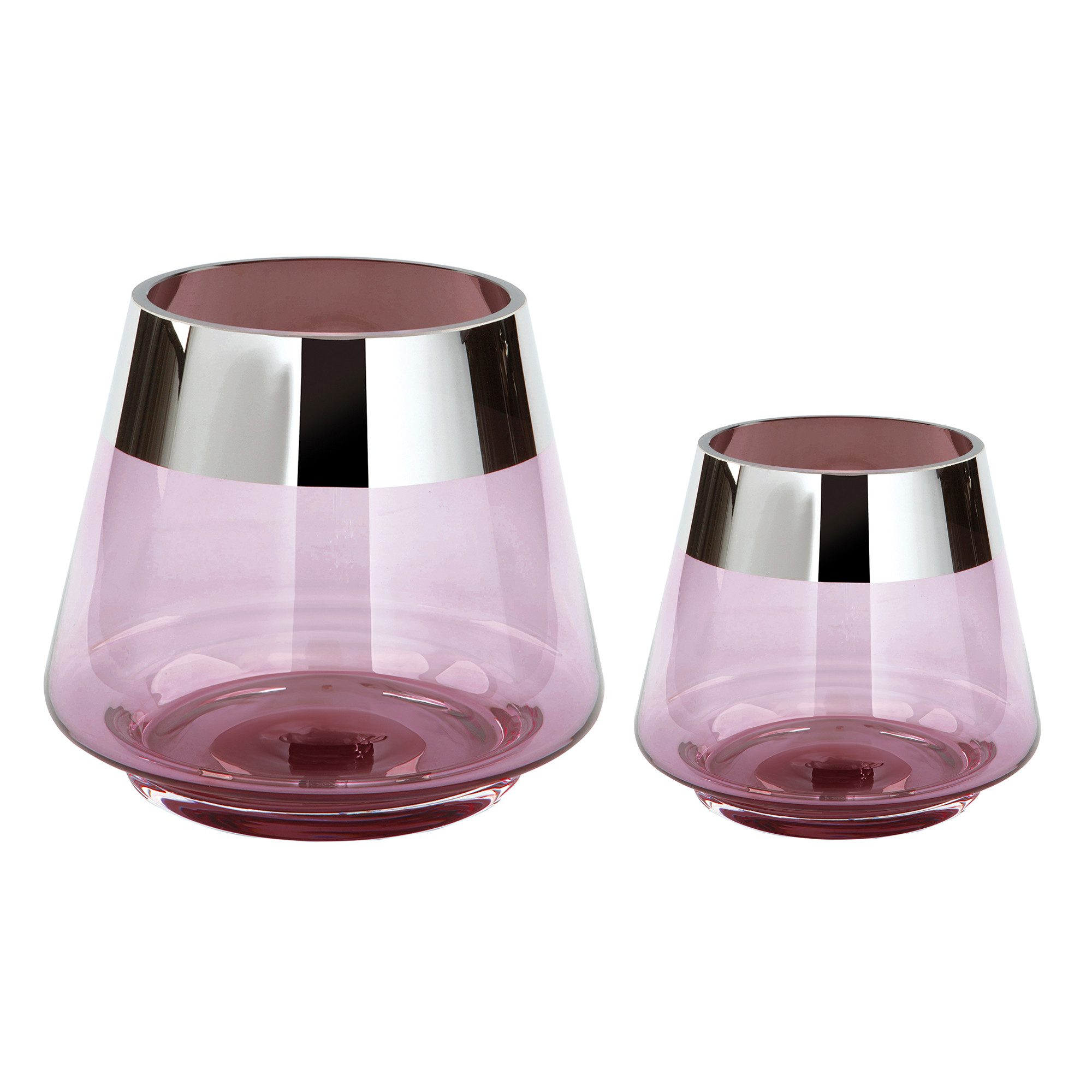 Fink Teelichthalter JONA - 2er Set Teelichthalter aus Glas in Rosa/Silber - Windlichter (2er Set Teelichthalter, 2er Set), Teelicht - Kerzenlicht - Geschenkeset - Dekoration - Kerzenhalter