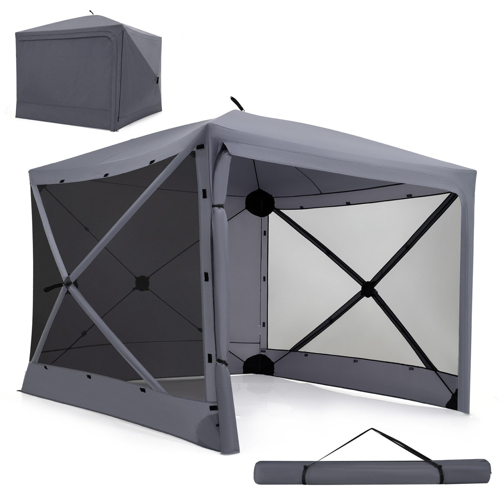 COSTWAY Faltpavillon, Gartenpavillon winterfest und wasserdicht für Camping