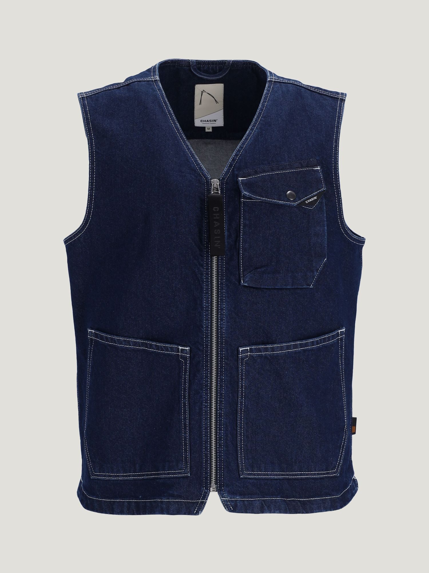 CHASIN' Jeansweste - lässige Raw Denim Jeansweste