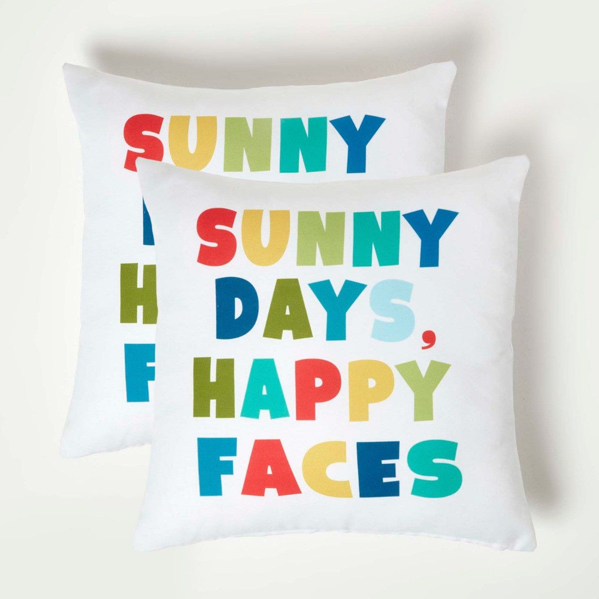 Homescapes Dekokissen Bunte Gartenkissen ‚Sunny Days‘ – 2er-Set Outdoor Kissen 45 x 45 cm