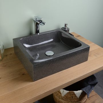 wohnfreuden Aufsatzwaschbecken Terrazzo Waschbecken 46 cm grau gesprenkelt (Kein Set), 3_39411