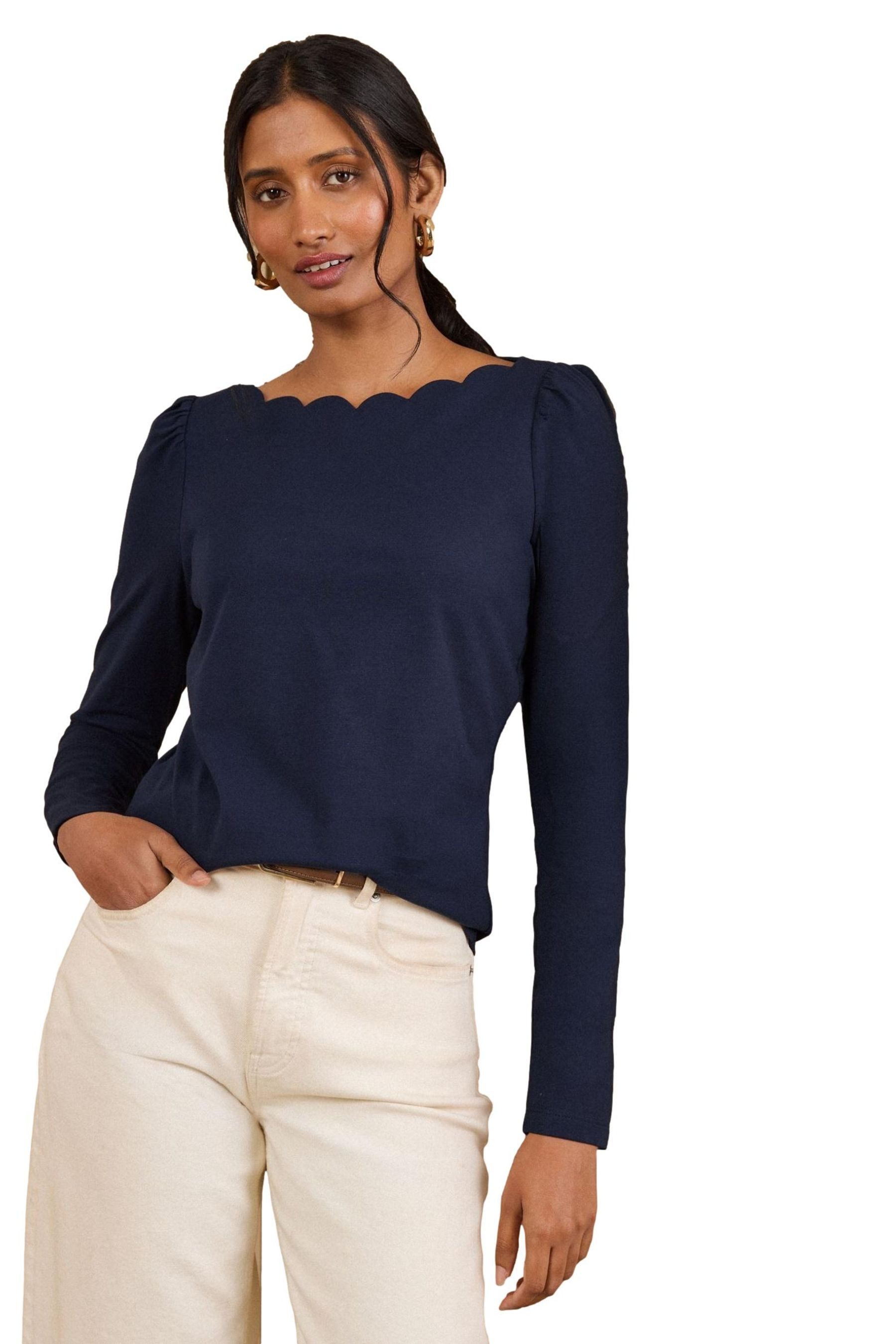 Love & Roses Shirtbluse Love & Roses Langarm-Oberteil, U-Boot-Ausschnitt (1-tlg)