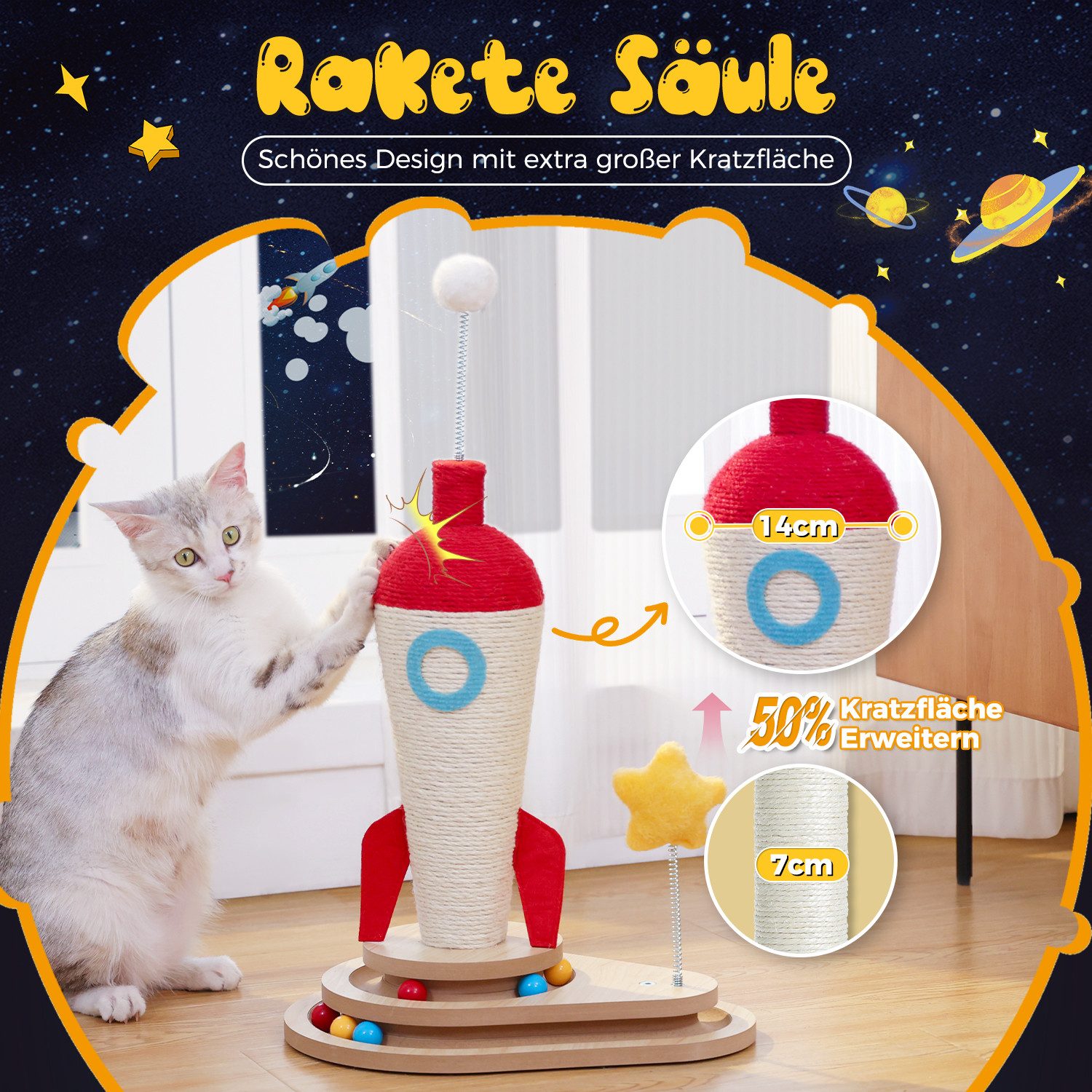 PETEPELA Kratzbaum PETEPELA interaktives Katzenspielzeug mit Kratzstamm, fördert Krallenpflege & Möbelschütz