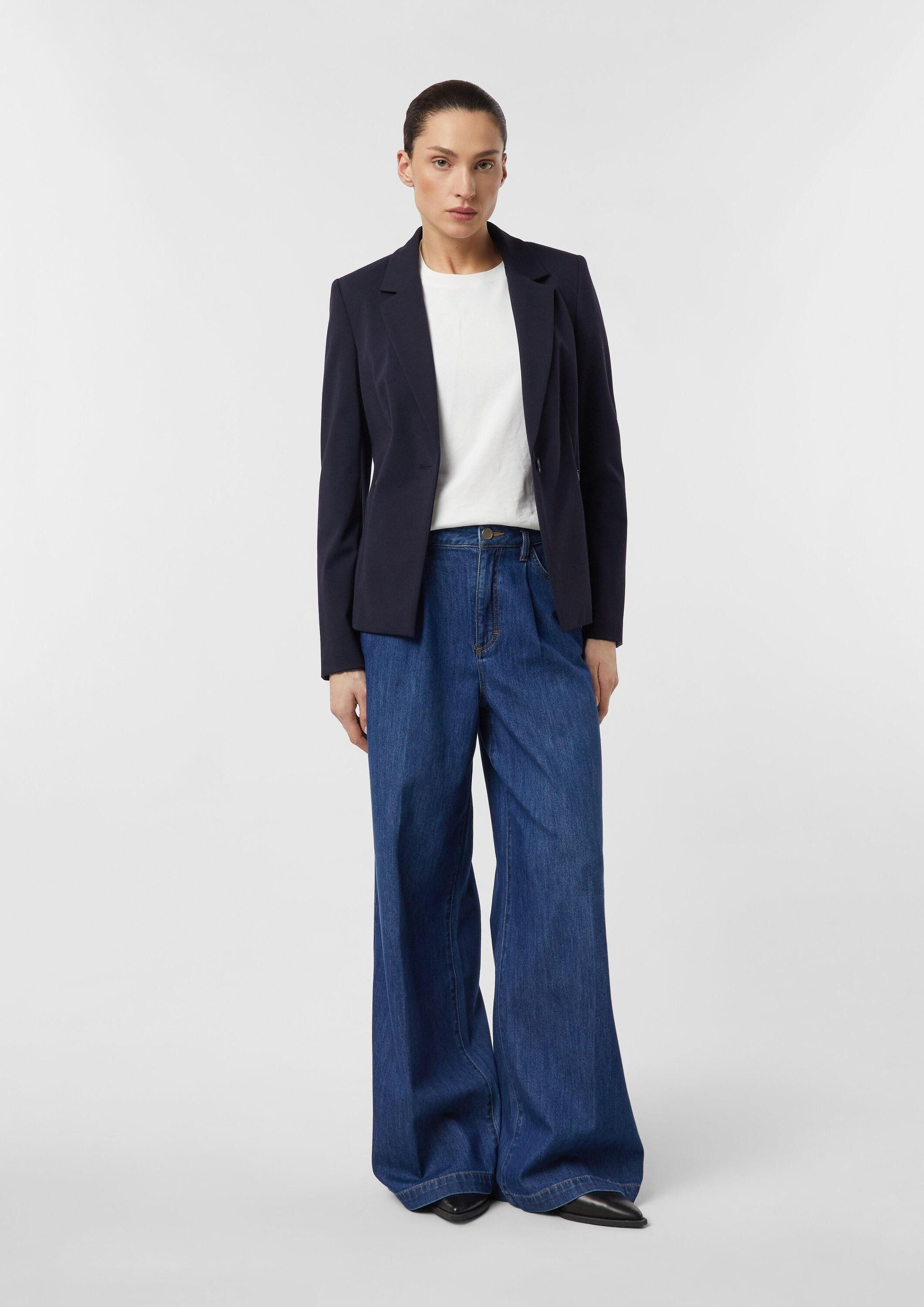 comma Jackenblazer Indoor-Blazer Taillierter Blazer aus weichem Jersey mit Reißverschlusstaschen