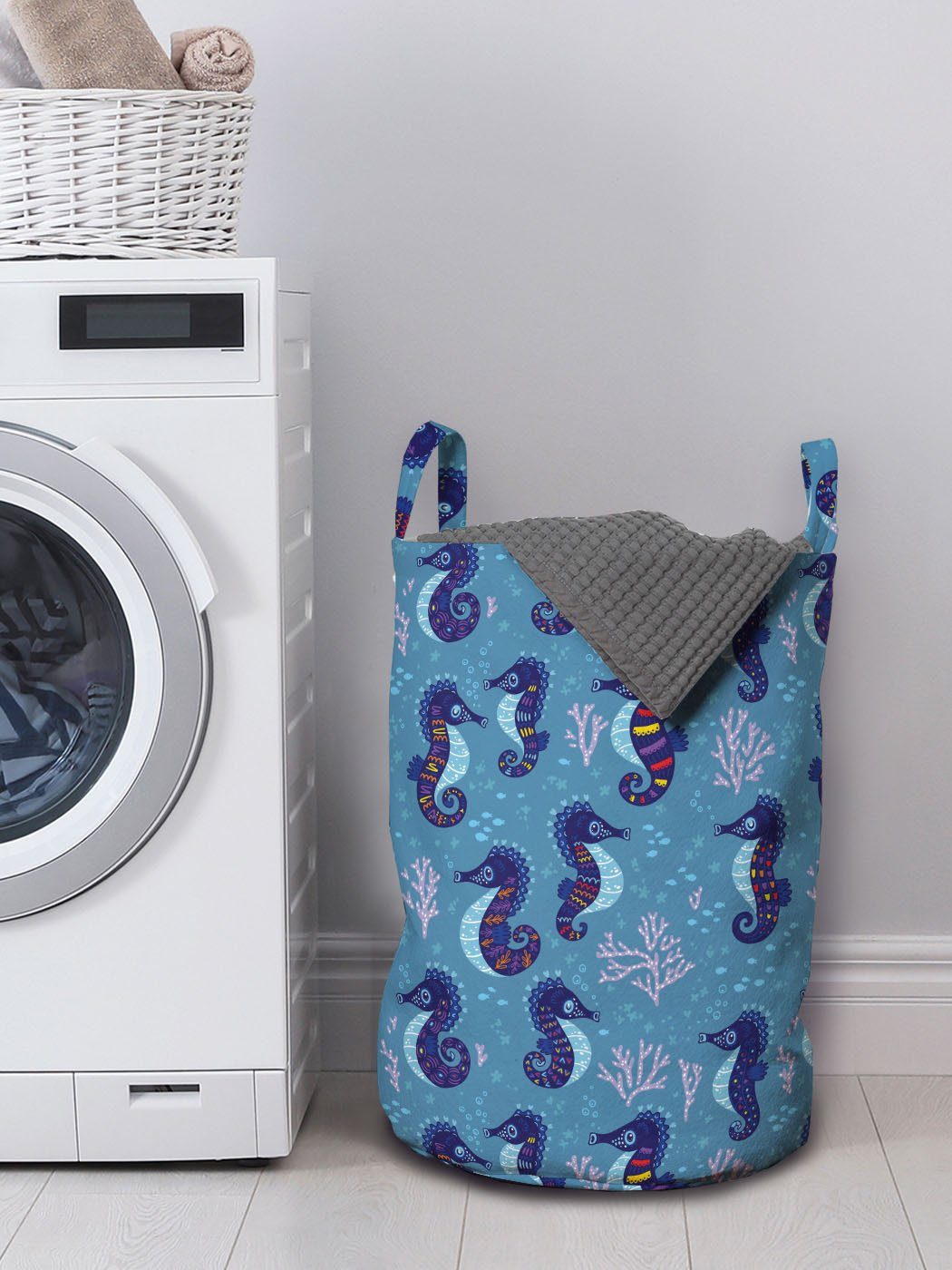 Unterwasserleben Kordelzugverschluss Waschsalons, Wäschekorb mit Abakuhaus Seahorse für Fantasie Griffen Wäschesäckchen